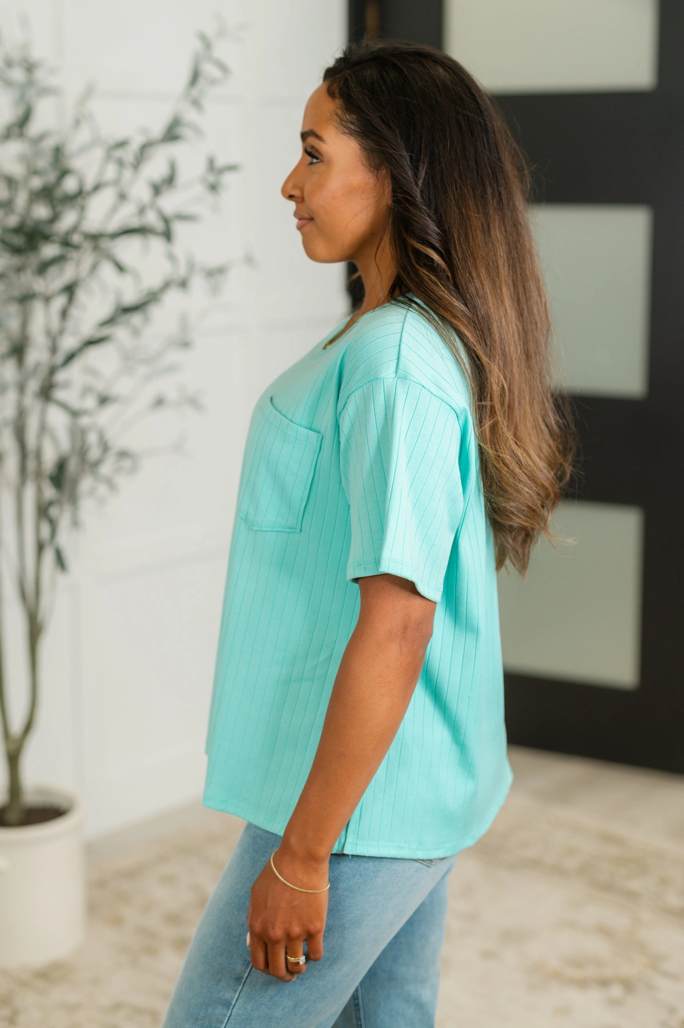 Take It Easy Slouchy Tee in Mint - Image 2