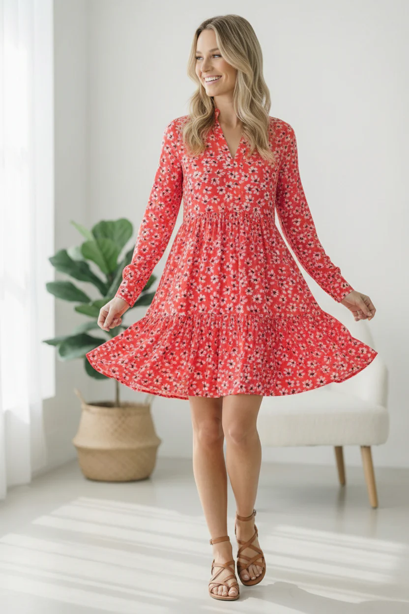 Cherry Blossom Twirl Floral Dress - Image 4