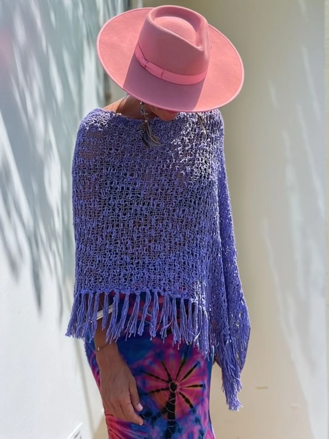 Tassel Boat Neck Knit Shawl - Image 8