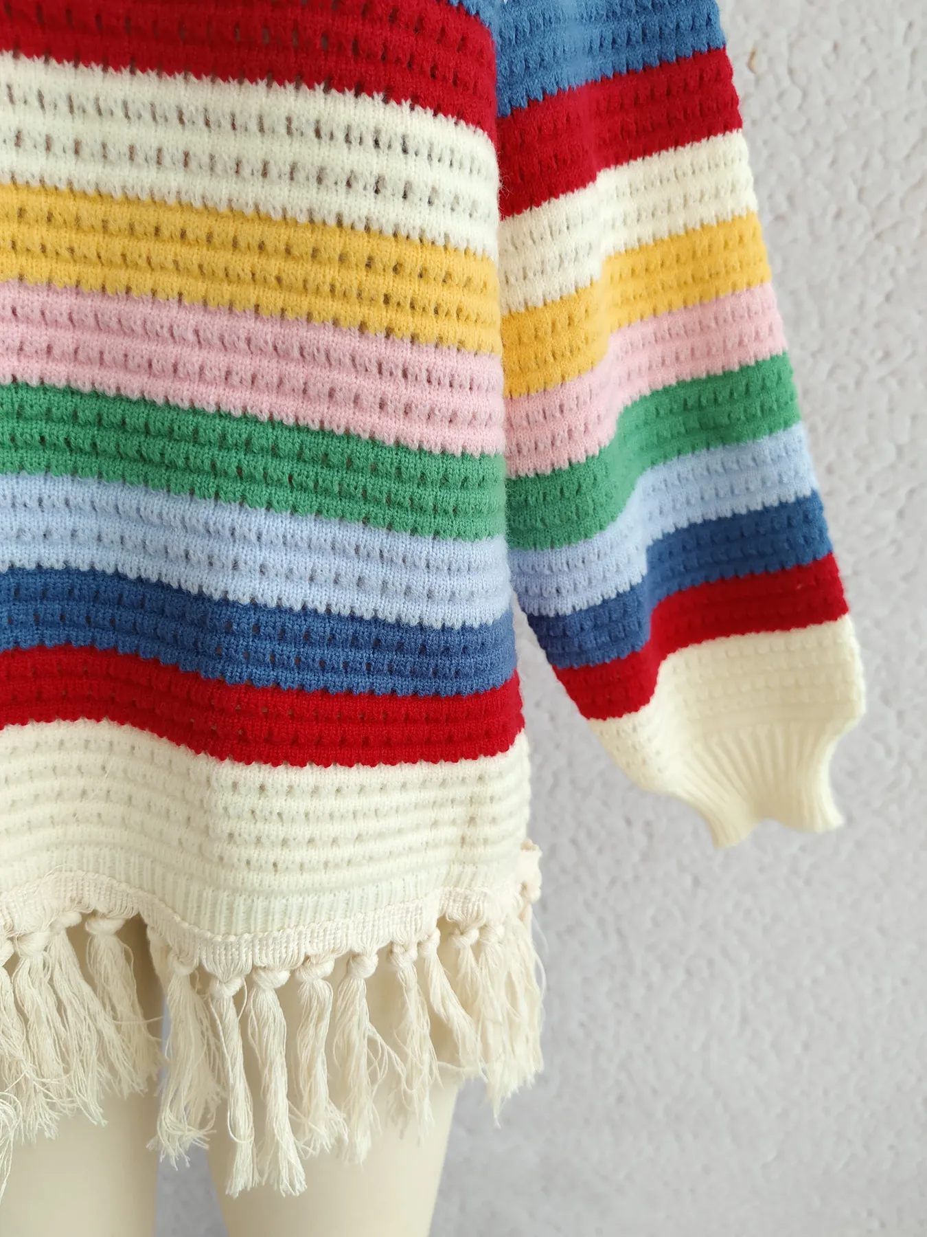 Tassel Rainbow Striped Long Sleeve Sweater - Image 11