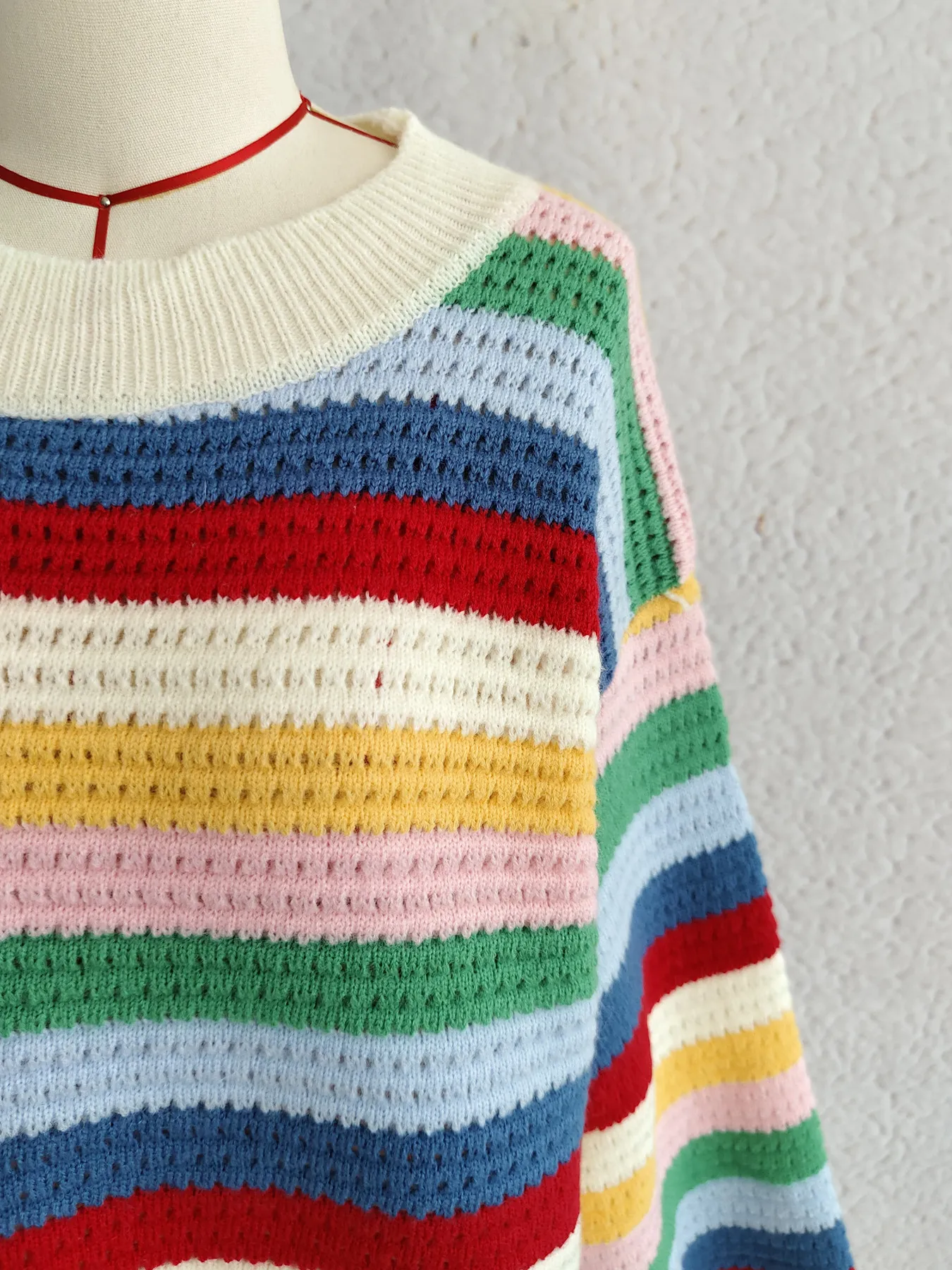 Tassel Rainbow Striped Long Sleeve Sweater - Image 12