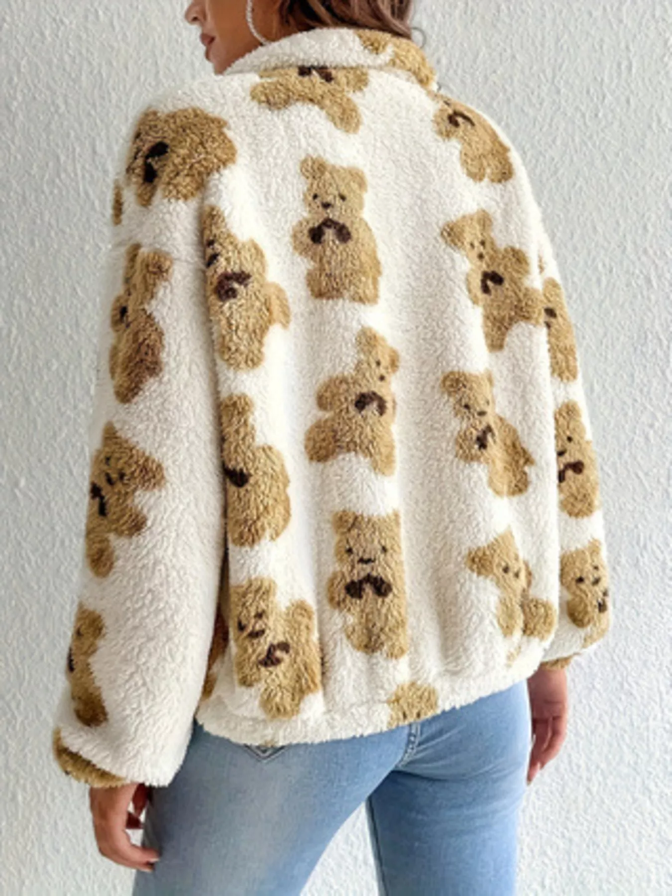 Teddy Bear Fuzzy Zip-Up Jacket - Image 3