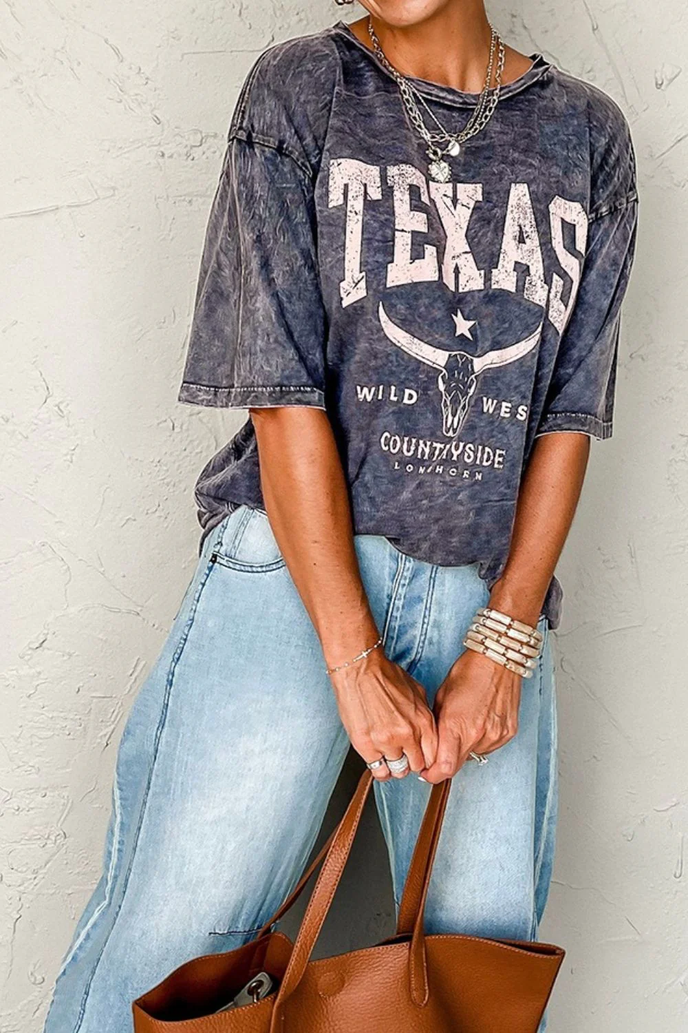 TEXAS Steer Head Graphic Mineral Wash Oversized T-Shirt - Image 3