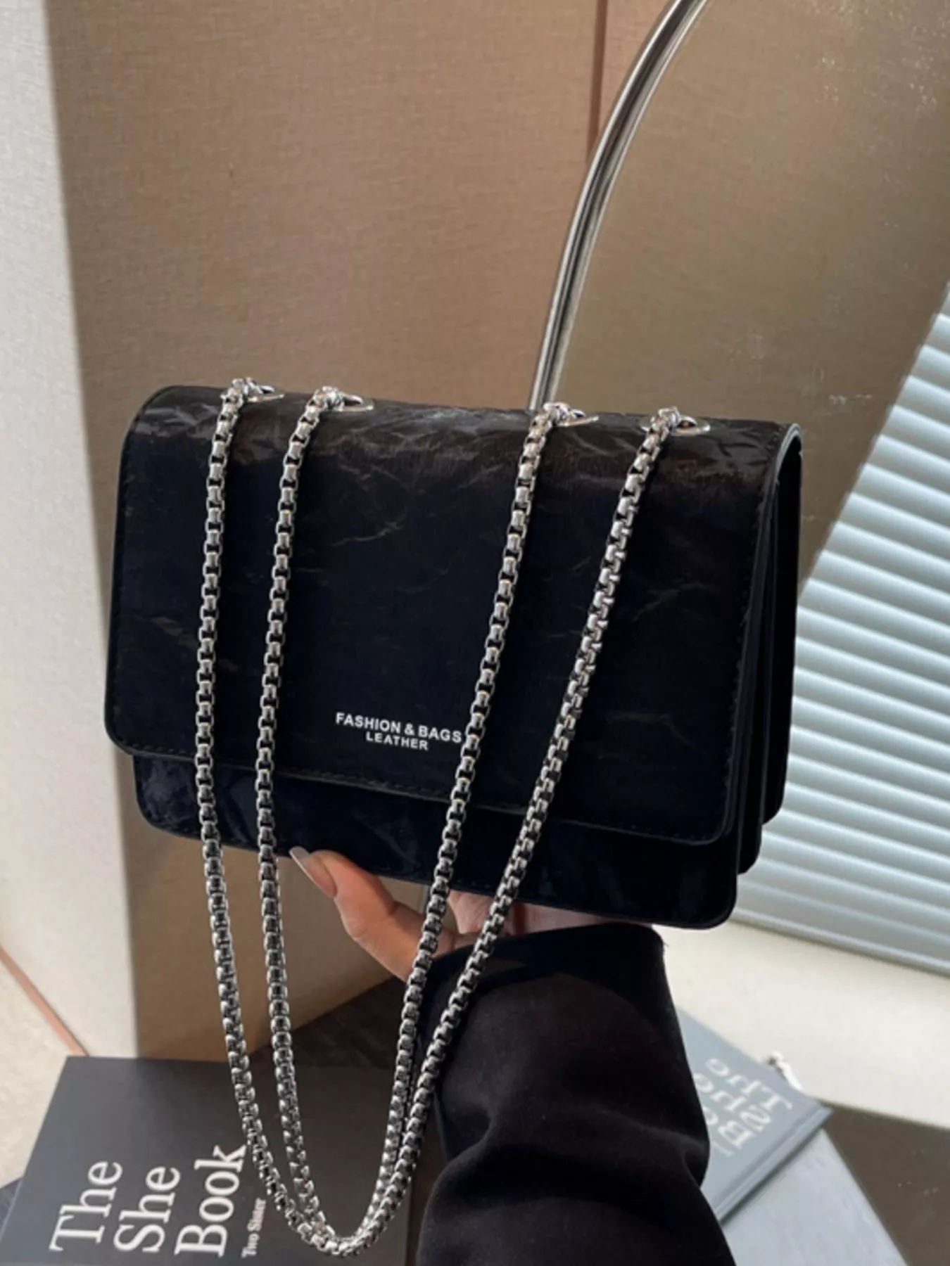 Texture Chain Shoulder Bag - Image 2
