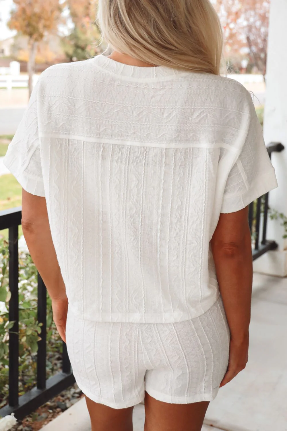 Texture Short Sleeve Top and Shorts Set - Image 9