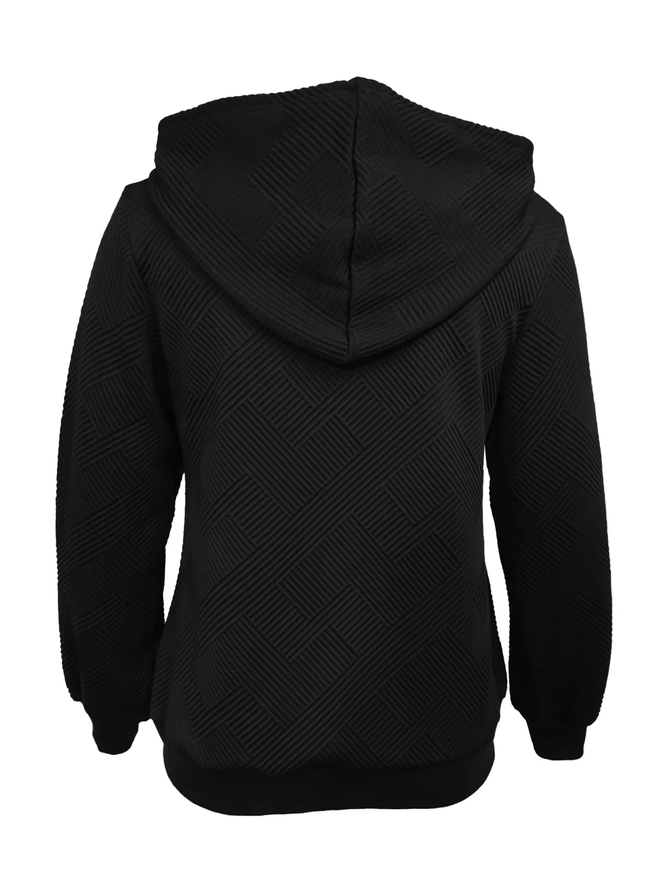 Texture Zip-Up Hoodie with Drawstring - Image 11