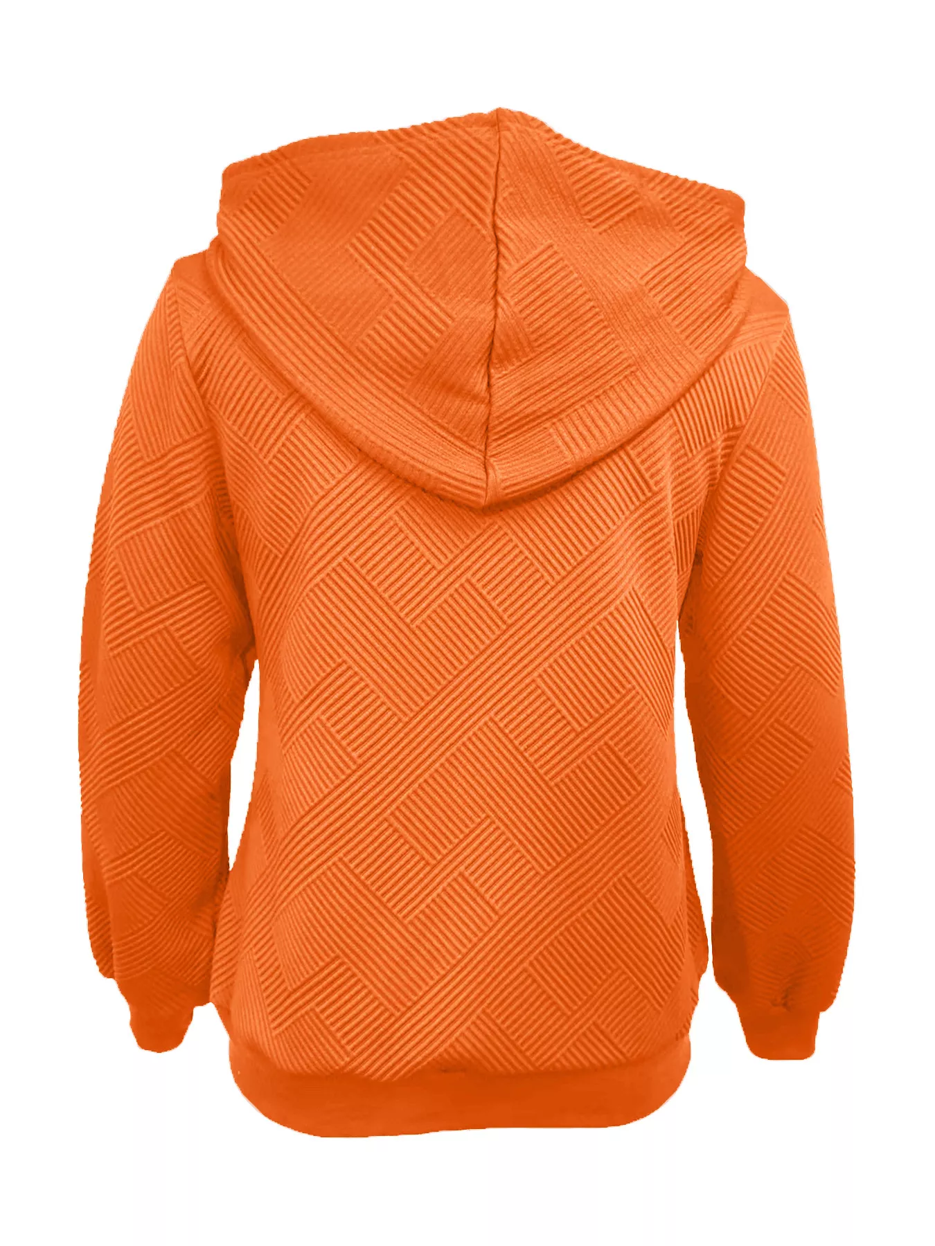 Texture Zip-Up Hoodie with Drawstring - Image 5