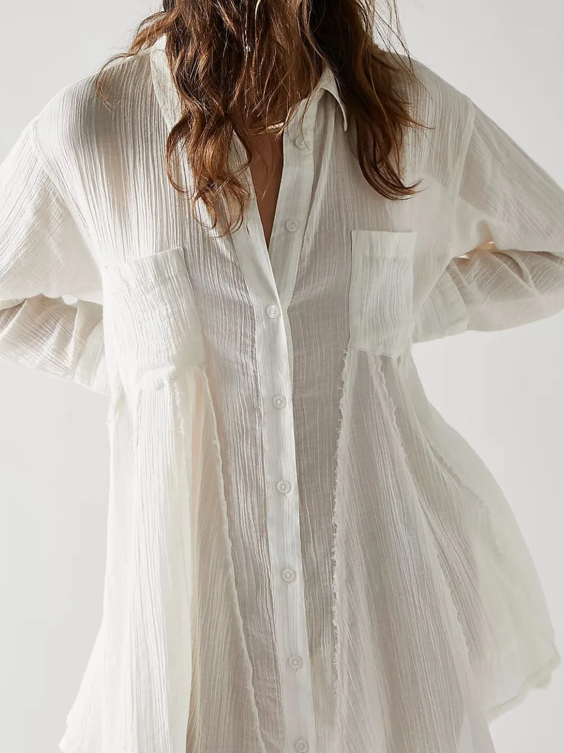 Textured Button-Down Shirt Dress - Image 3