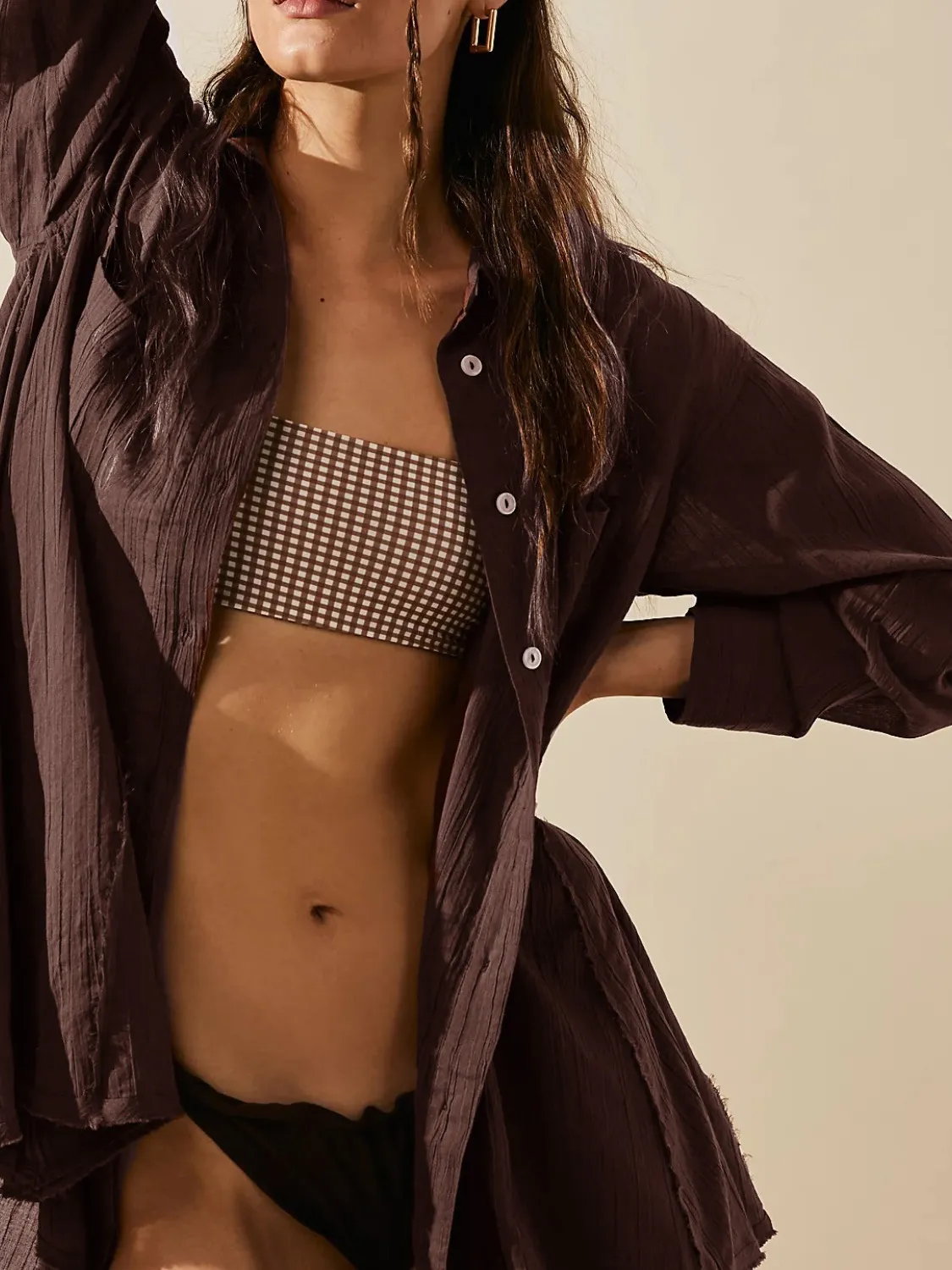 Textured Button-Down Shirt Dress - Image 9