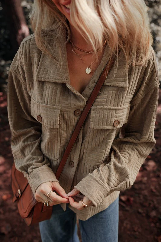 Textured Button-Up Chest Pocket Shacket - Image 12