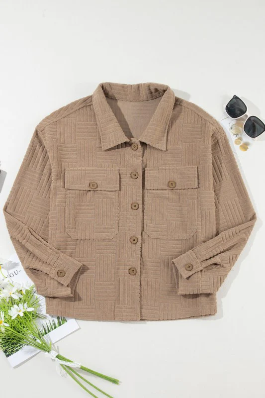 Textured Button-Up Chest Pocket Shacket - Image 15