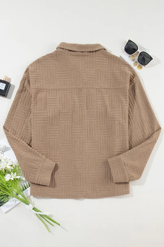 Textured Button-Up Chest Pocket Shacket - Image 17
