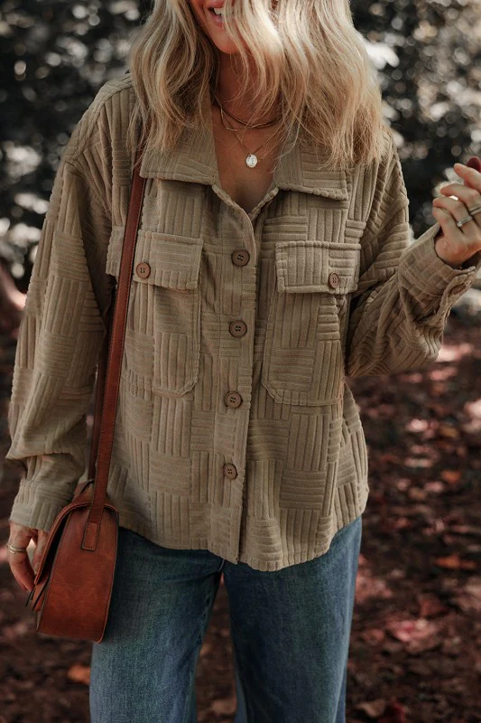 Textured Button-Up Chest Pocket Shacket - Image 7
