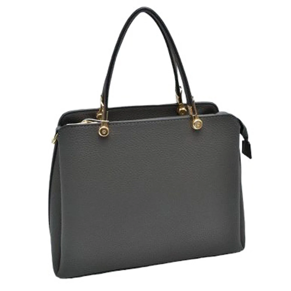 Textured Faux Leather Top Handle Tote Bag - Image 11