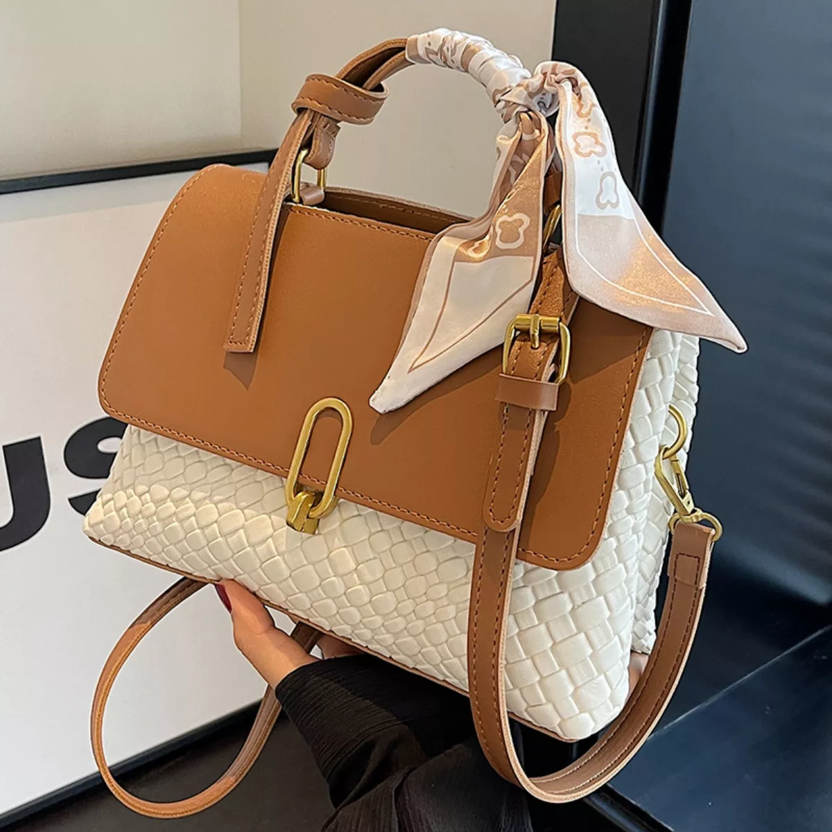 Textured Flap Crossbody Bag - Image 6