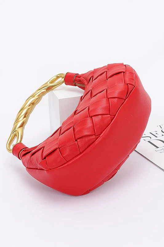 Textured Gold Bar Weaved Swing Bag - Image 5