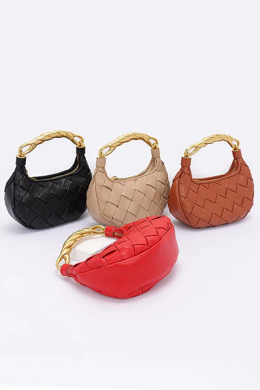 Textured Gold Bar Weaved Swing Bag - Image 7