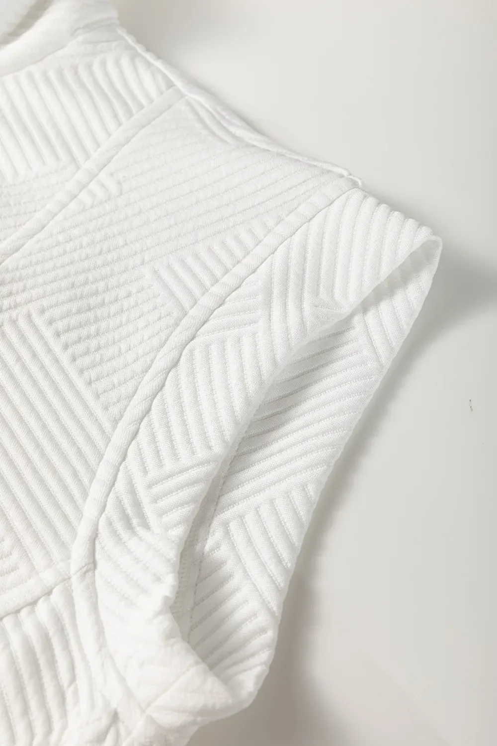 Textured Half Zip Collared Cap Sleeve Mini Dress - Image 6