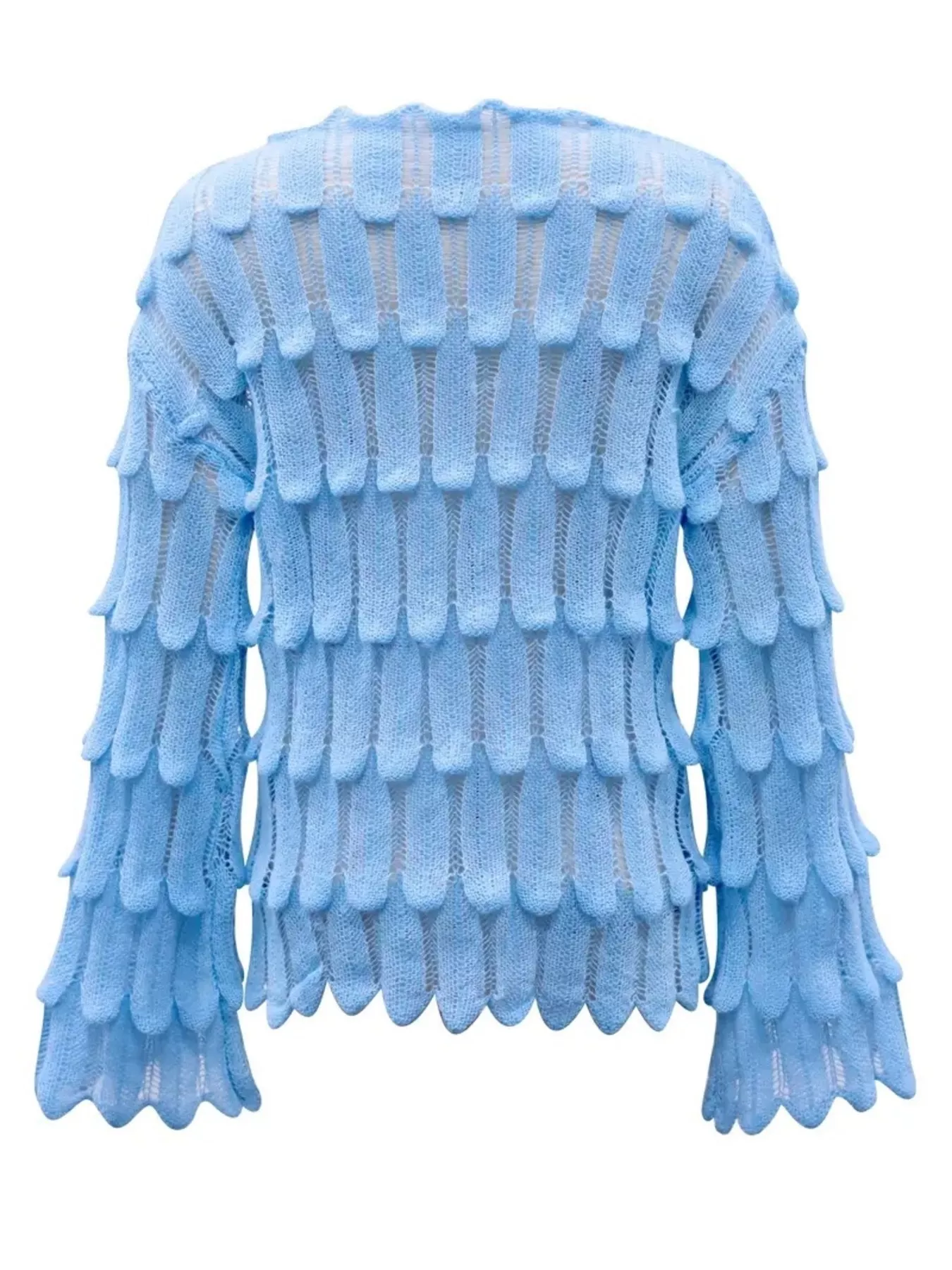 Textured Knit Bell Sleeve Knit Top - Image 5