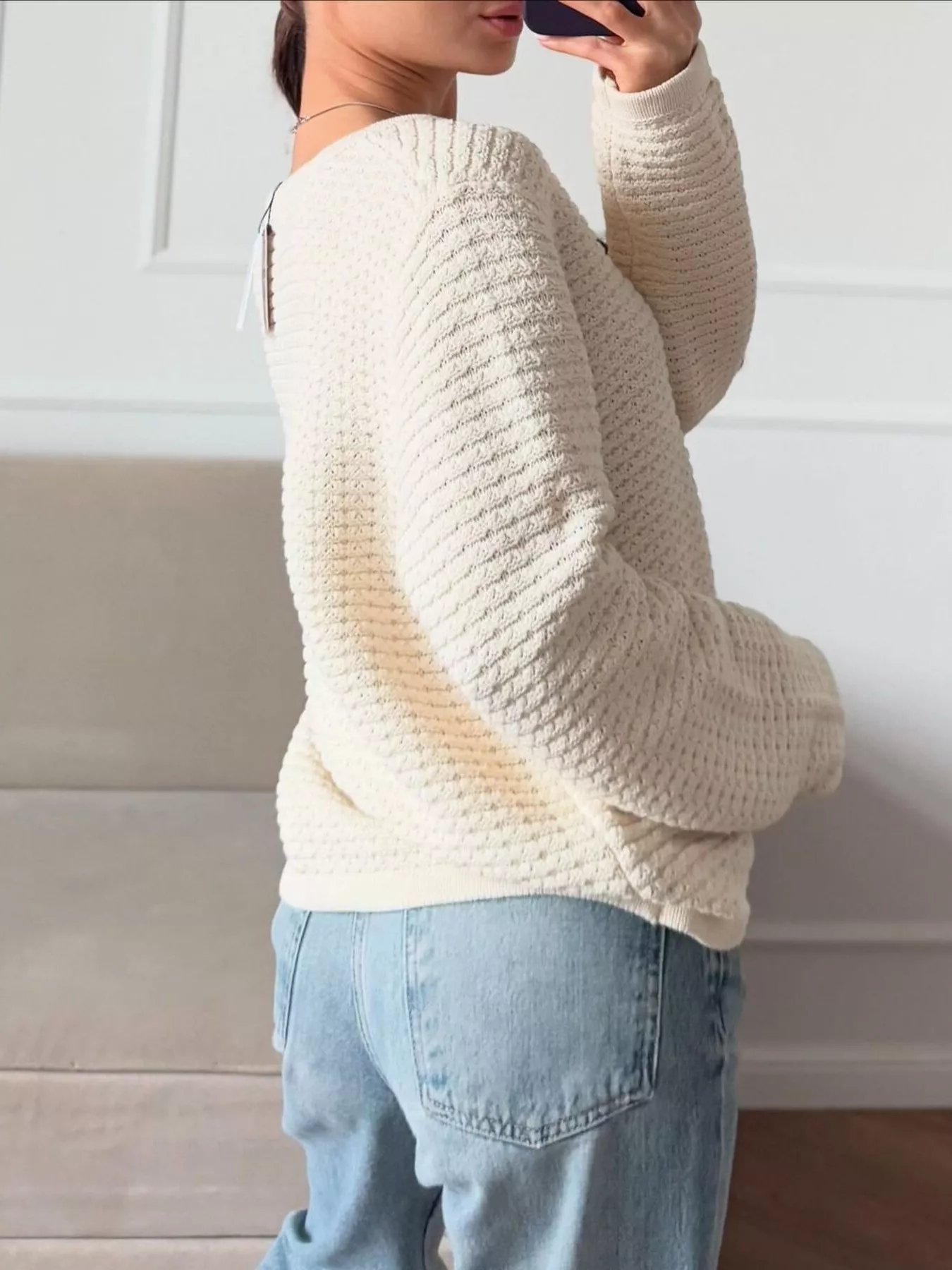 Textured Knit Button-Down Cardigan - Image 2
