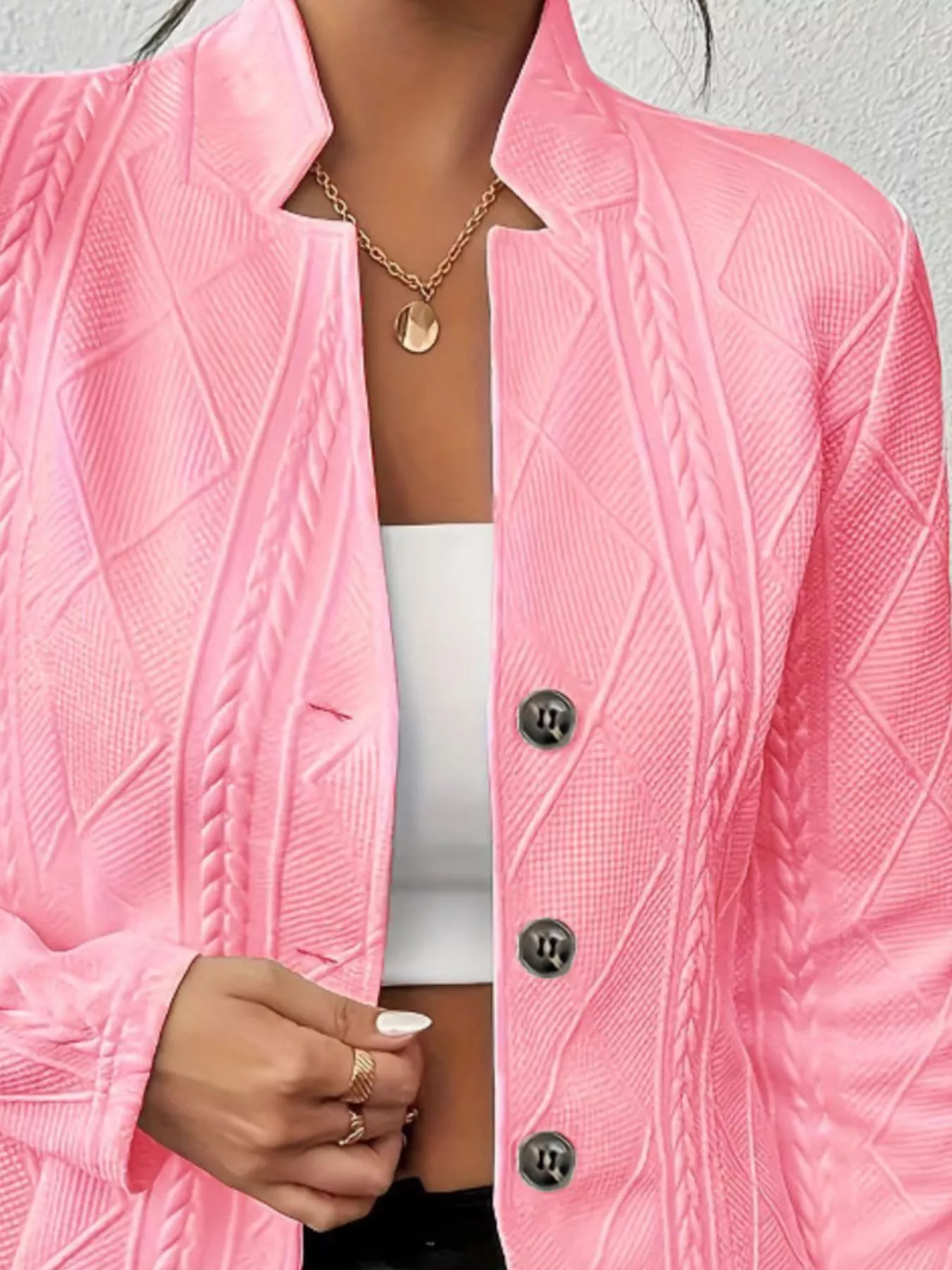 Textured Knit Button-Front Blazer - Image 14