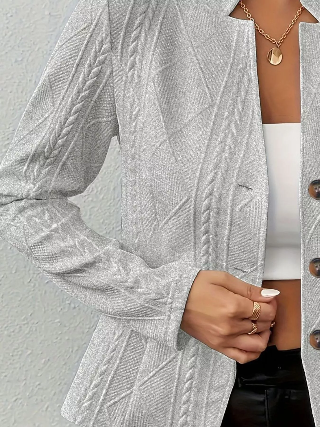 Textured Knit Button-Front Blazer - Image 18