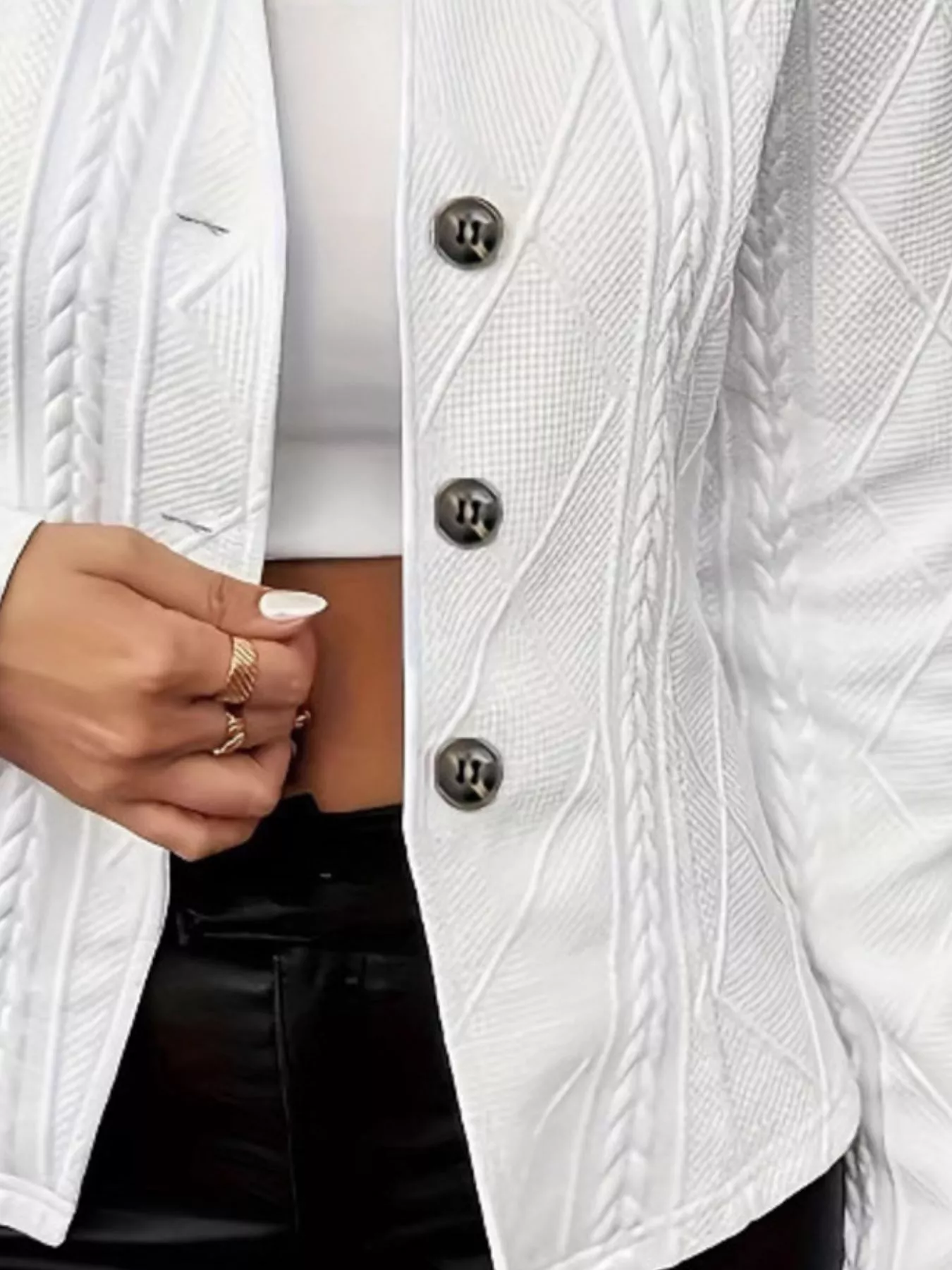 Textured Knit Button-Front Blazer - Image 20