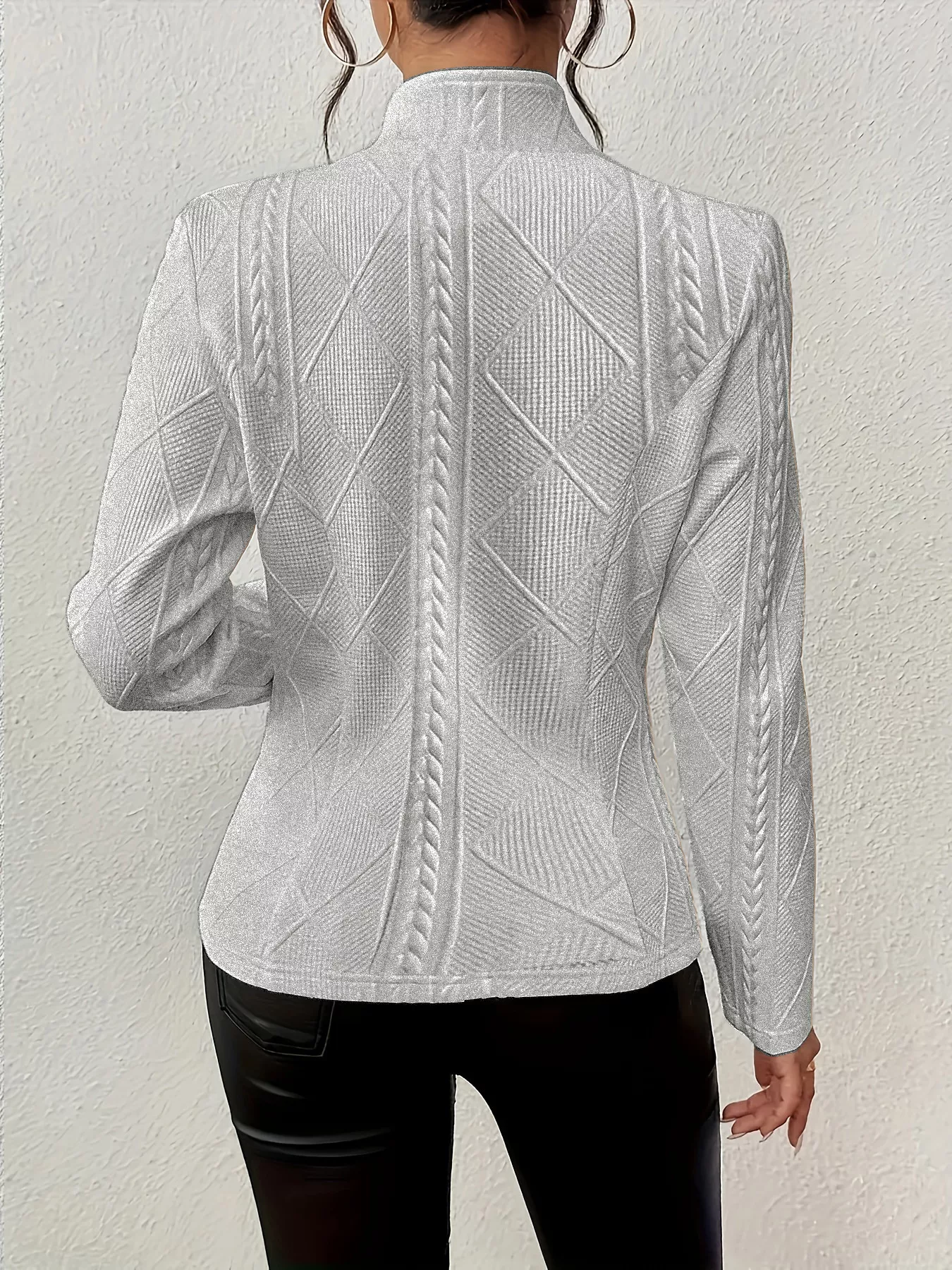 Textured Knit Button-Front Blazer - Image 15