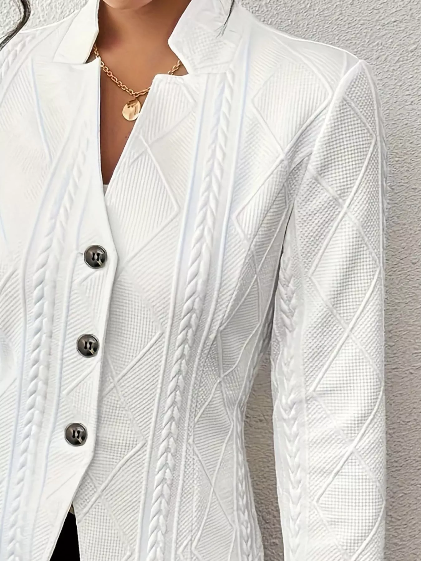 Textured Knit Button-Front Blazer - Image 3