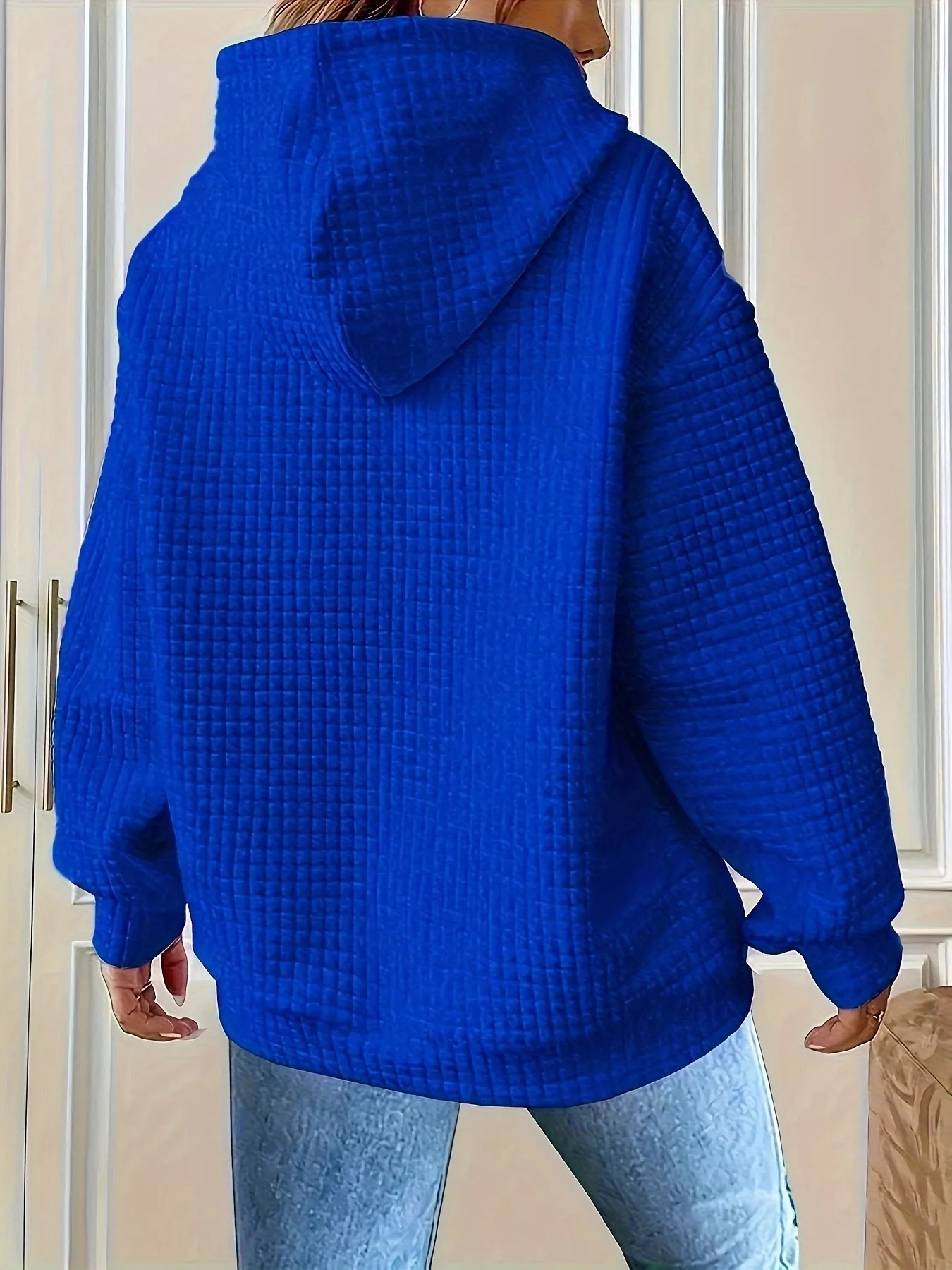 Textured Knit Drawstring Hoodie - Image 19