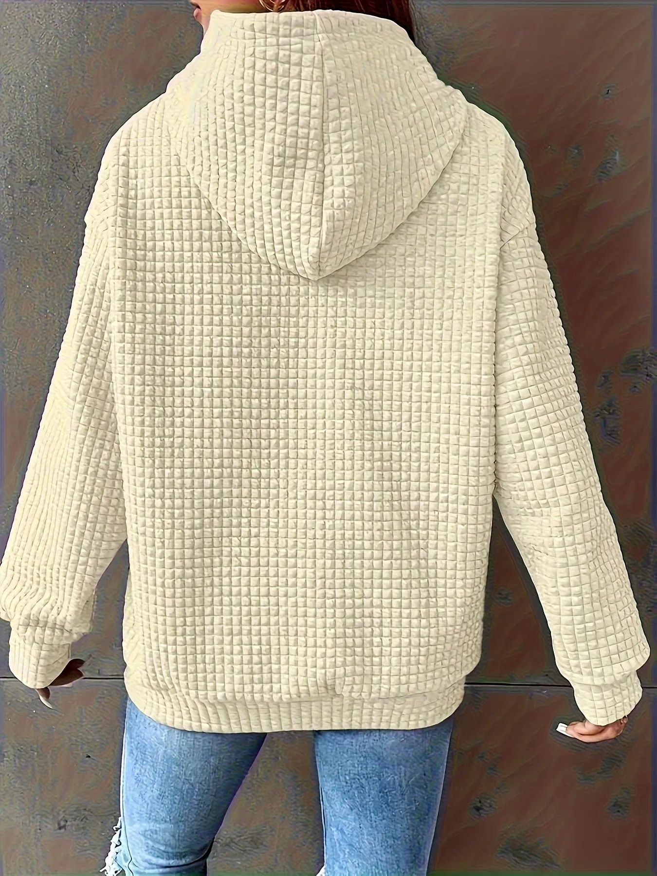 Textured Knit Drawstring Hoodie - Image 30