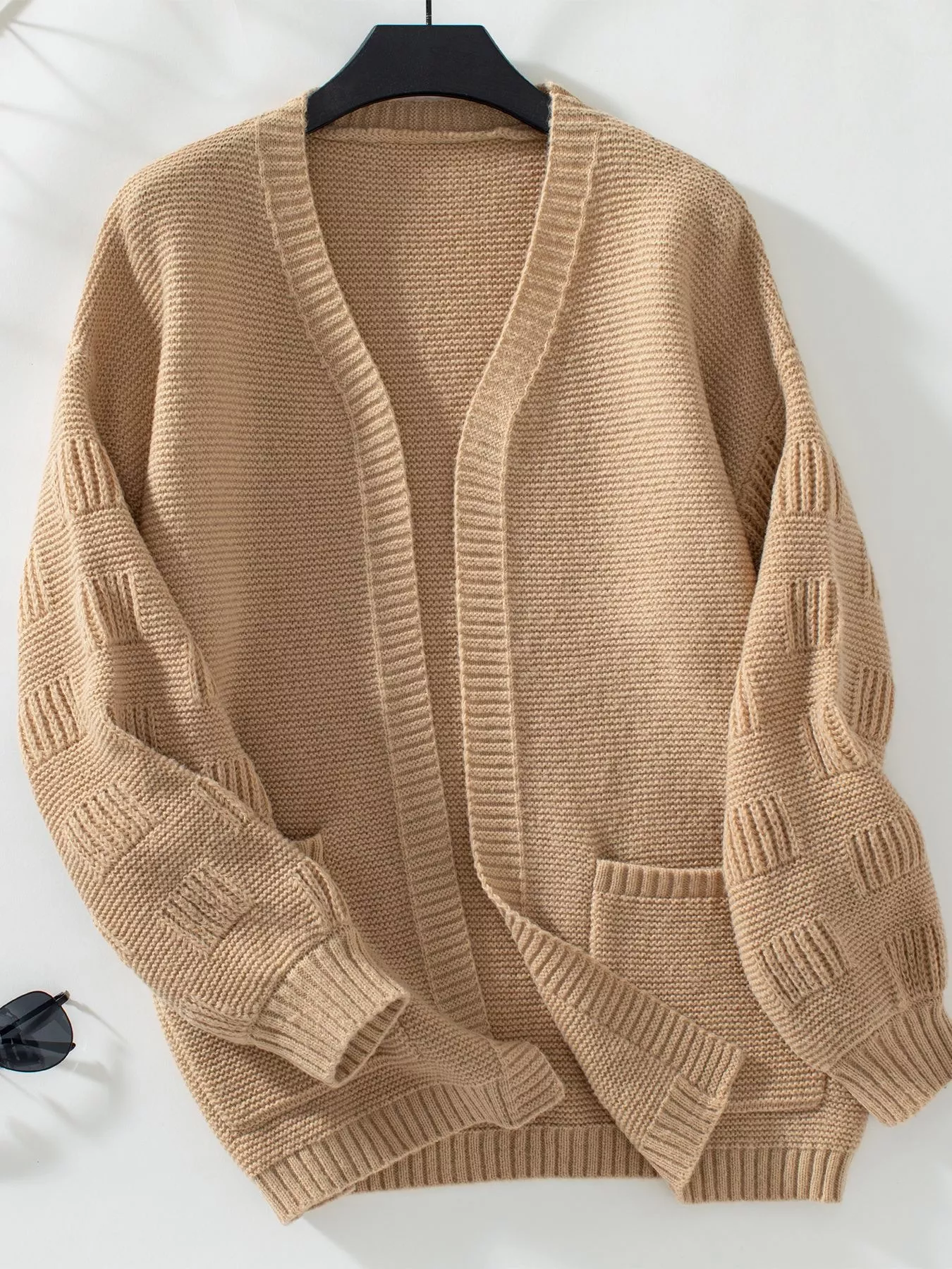 Textured Knit Open Front Cardigan - Image 14