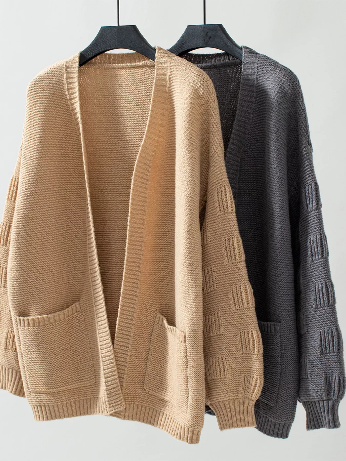 Textured Knit Open Front Cardigan - Image 16