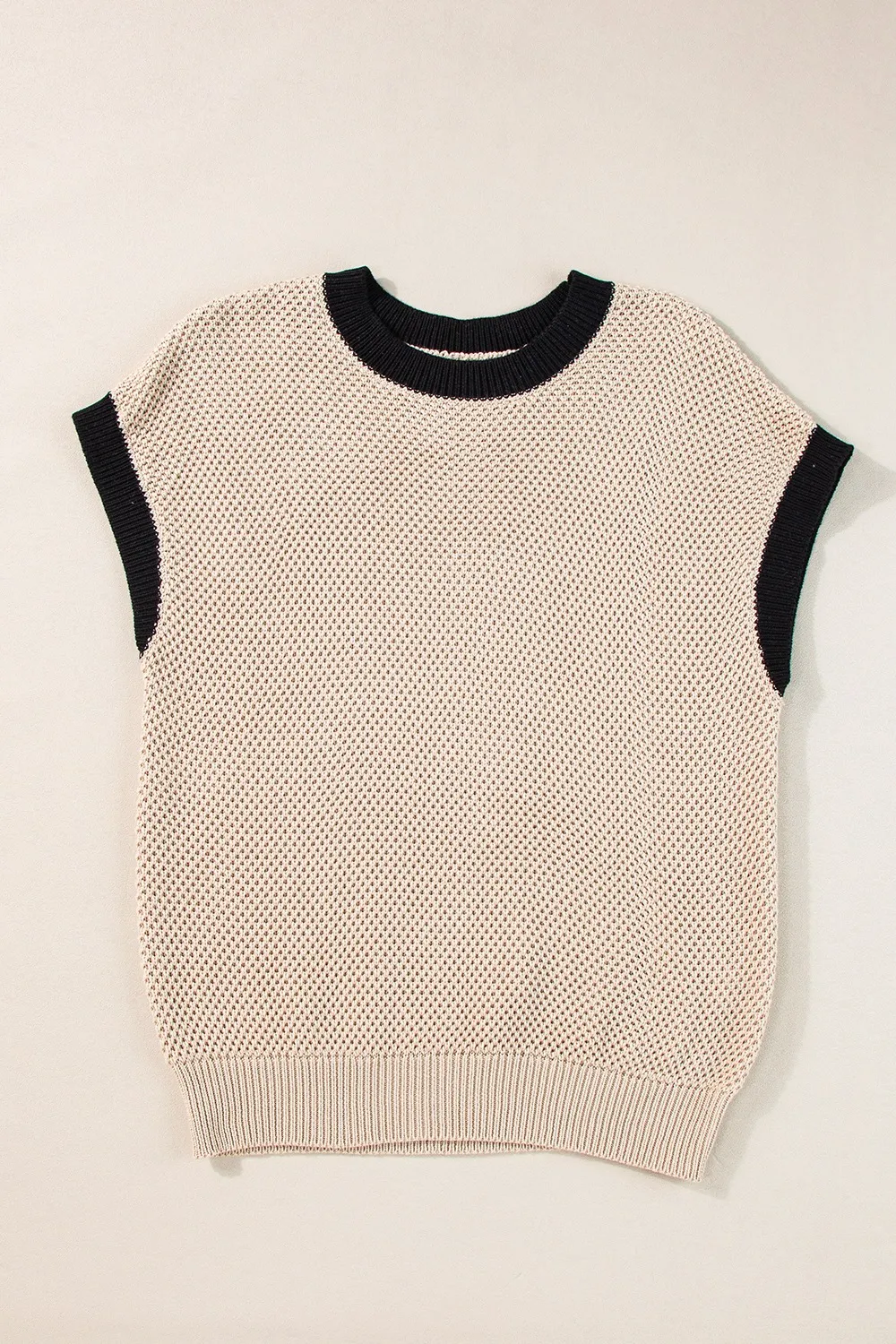 Textured Knit Sweater with Contrast Trim Details - Image 6