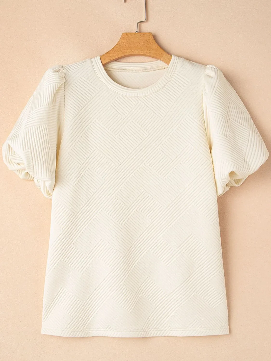 Textured Puff Sleeve T-Shirt - Image 6