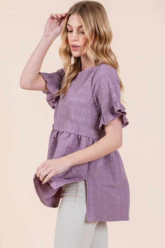 Textured Ruffle Sleeve Tunic - Image 11