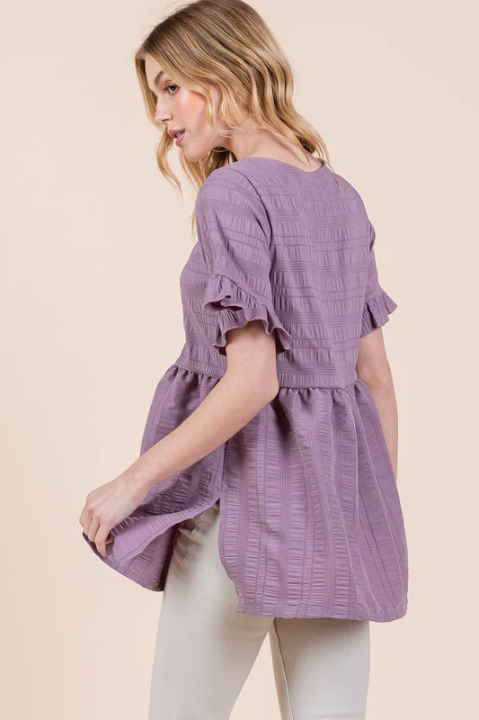 Textured Ruffle Sleeve Tunic - Image 12