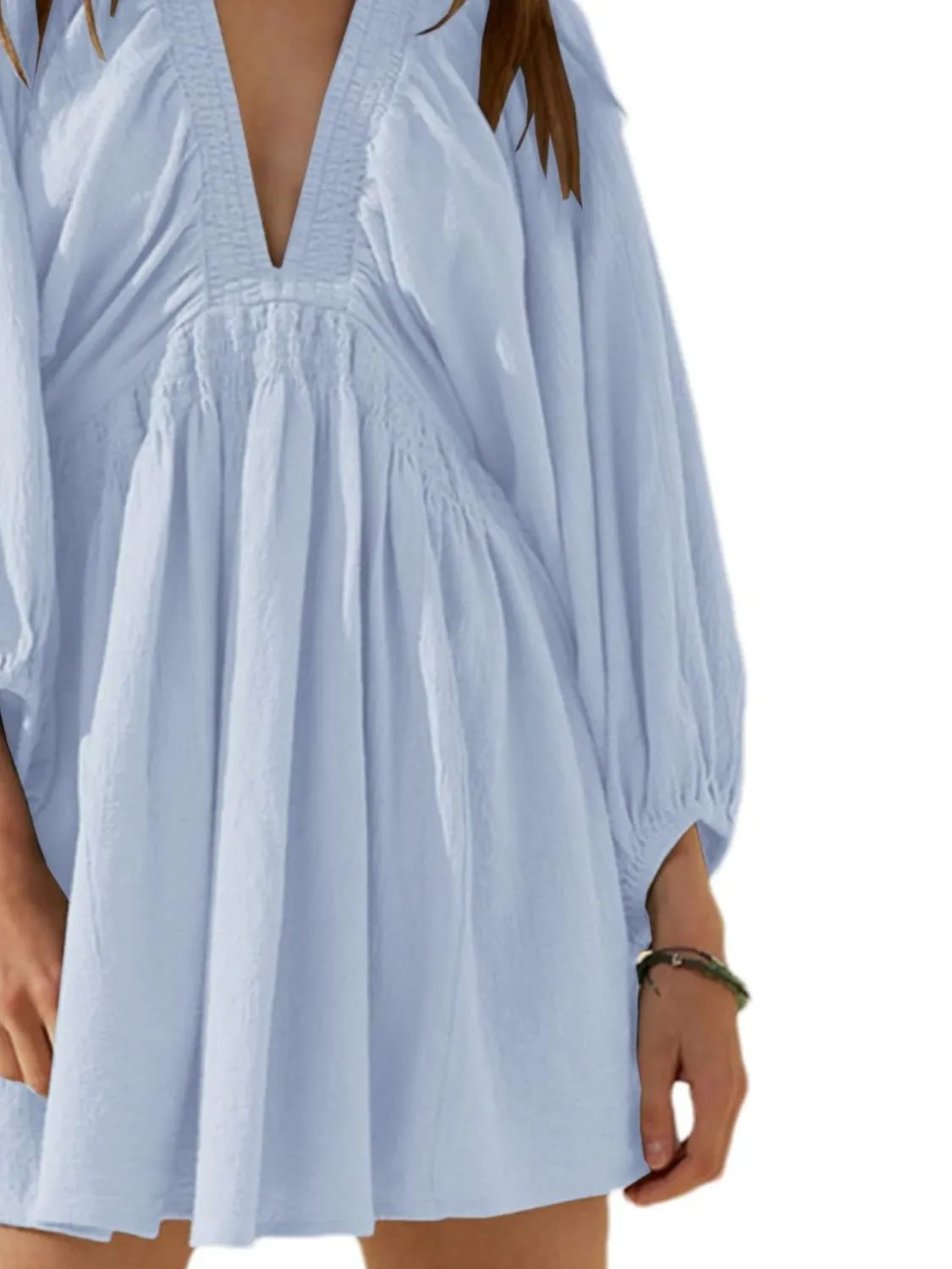 Textured V-Neck Mini Dress - Image 12