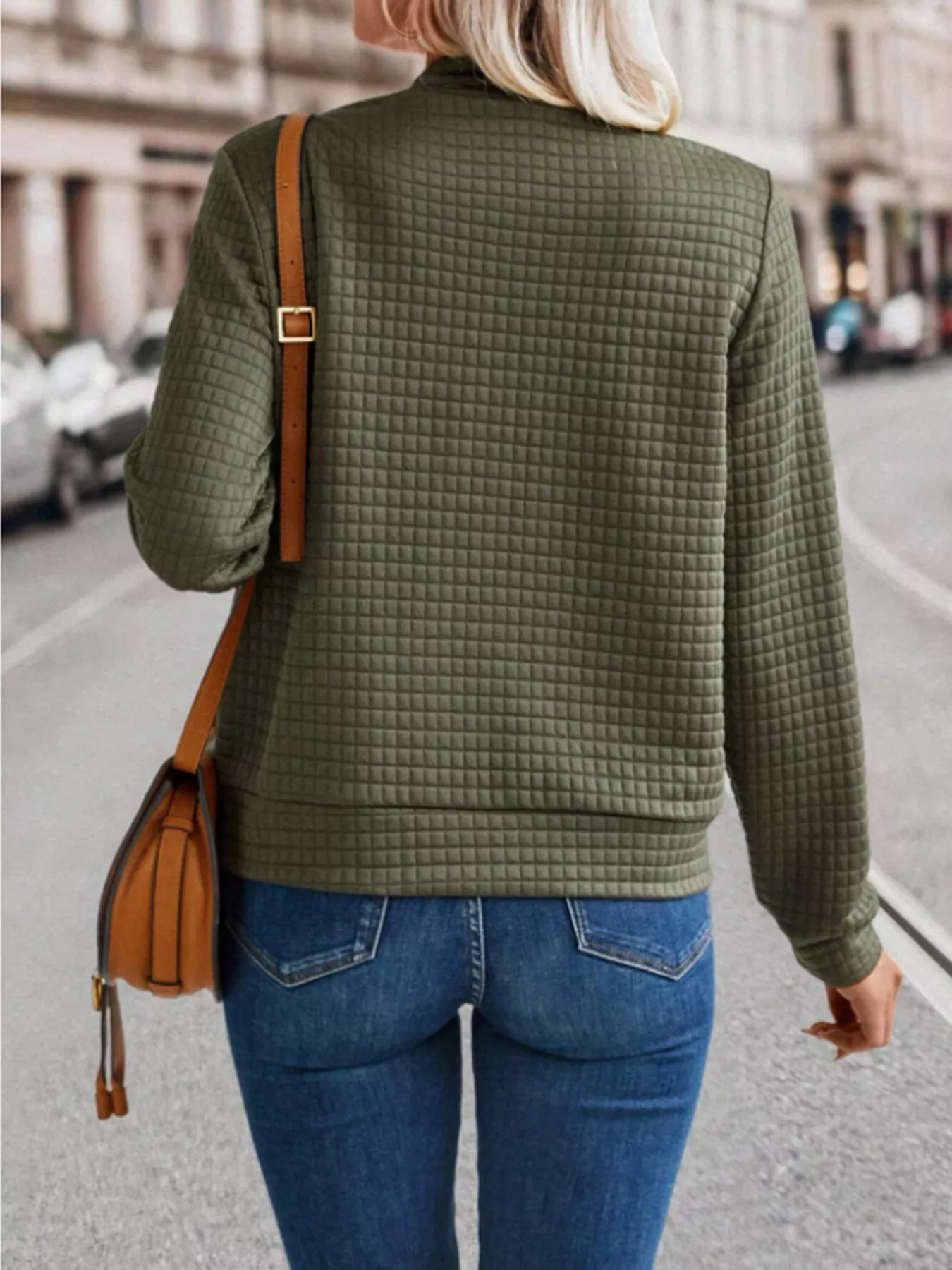 Textured Zip-Up Long Sleeve Jacket - Image 5