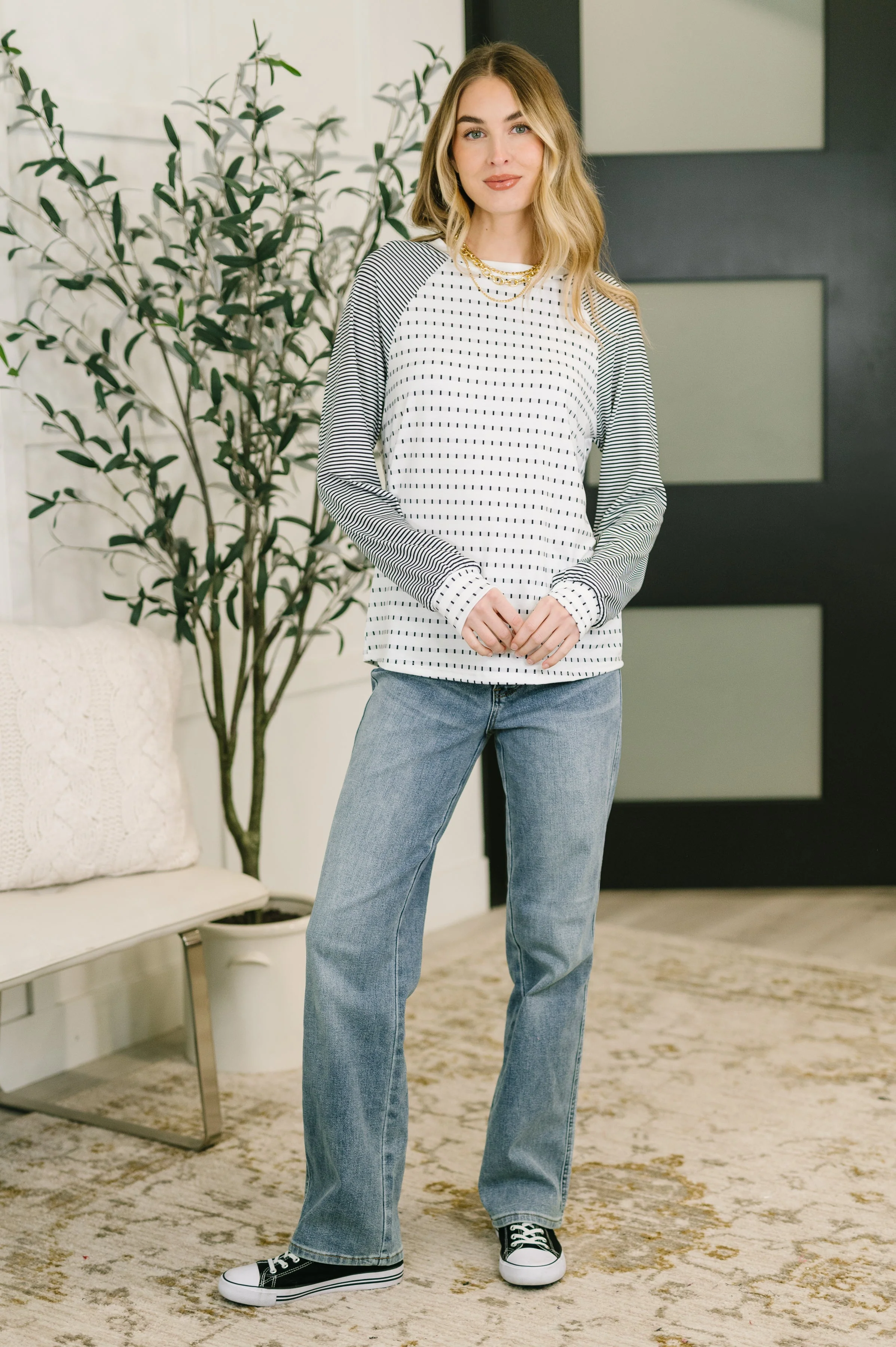 That's What I Like Raglan Patchwork Long Sleeve Top - Image 3