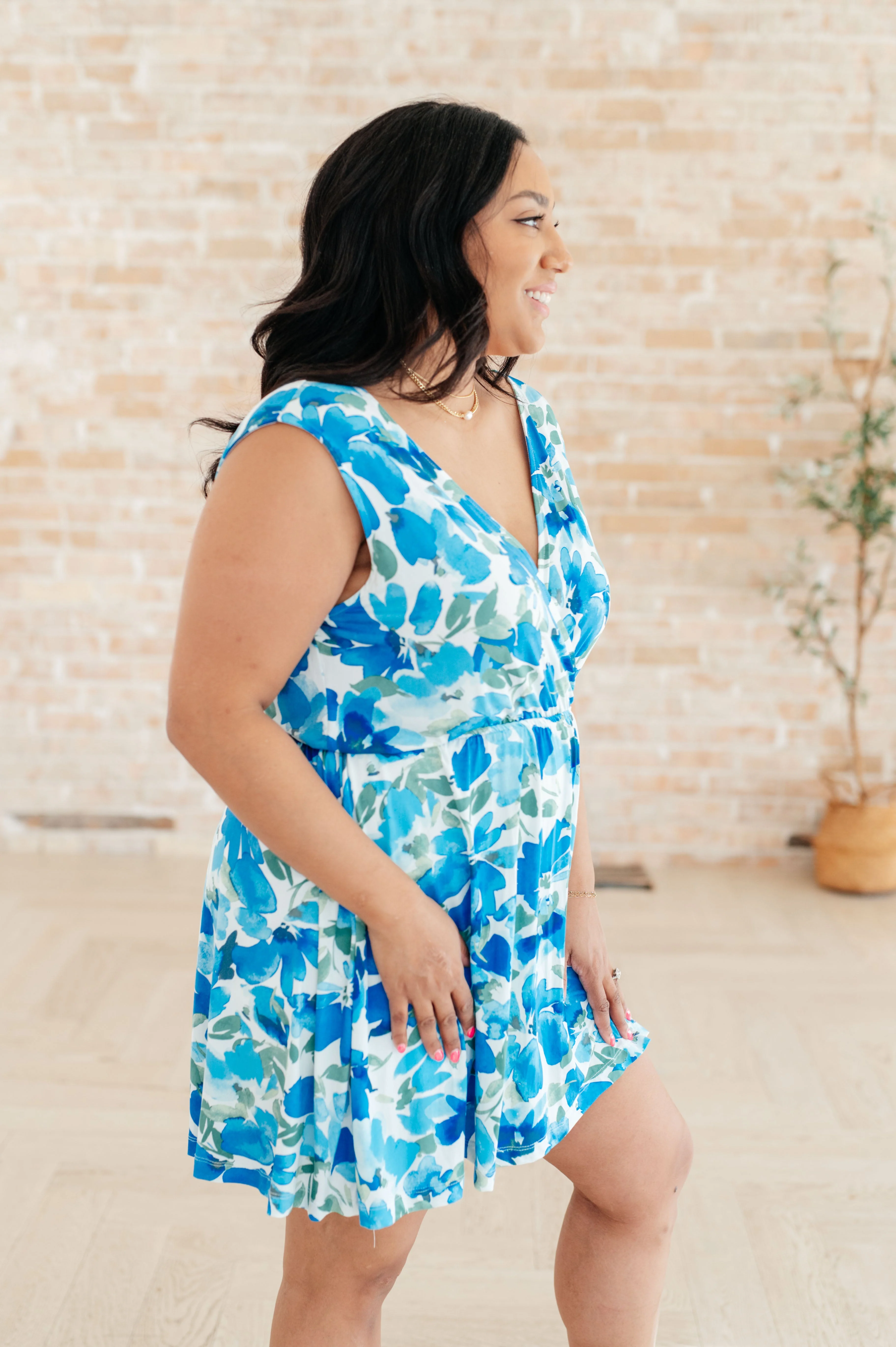 The Sun's Been Quite Kind V-Neck Dress in Blue - Image 8
