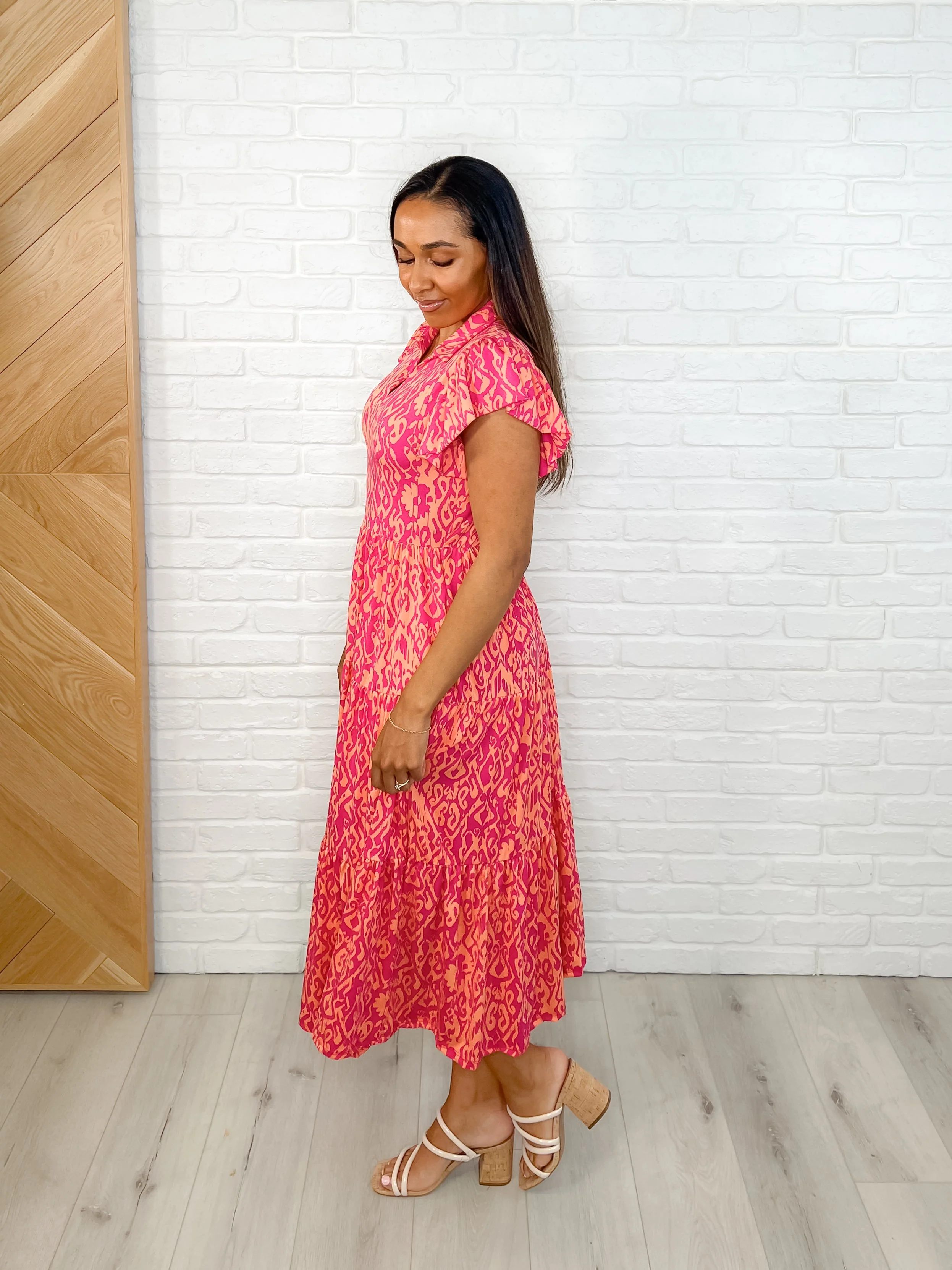 The Way You Move Flutter Sleeve Dress in Fuchsia - Image 2