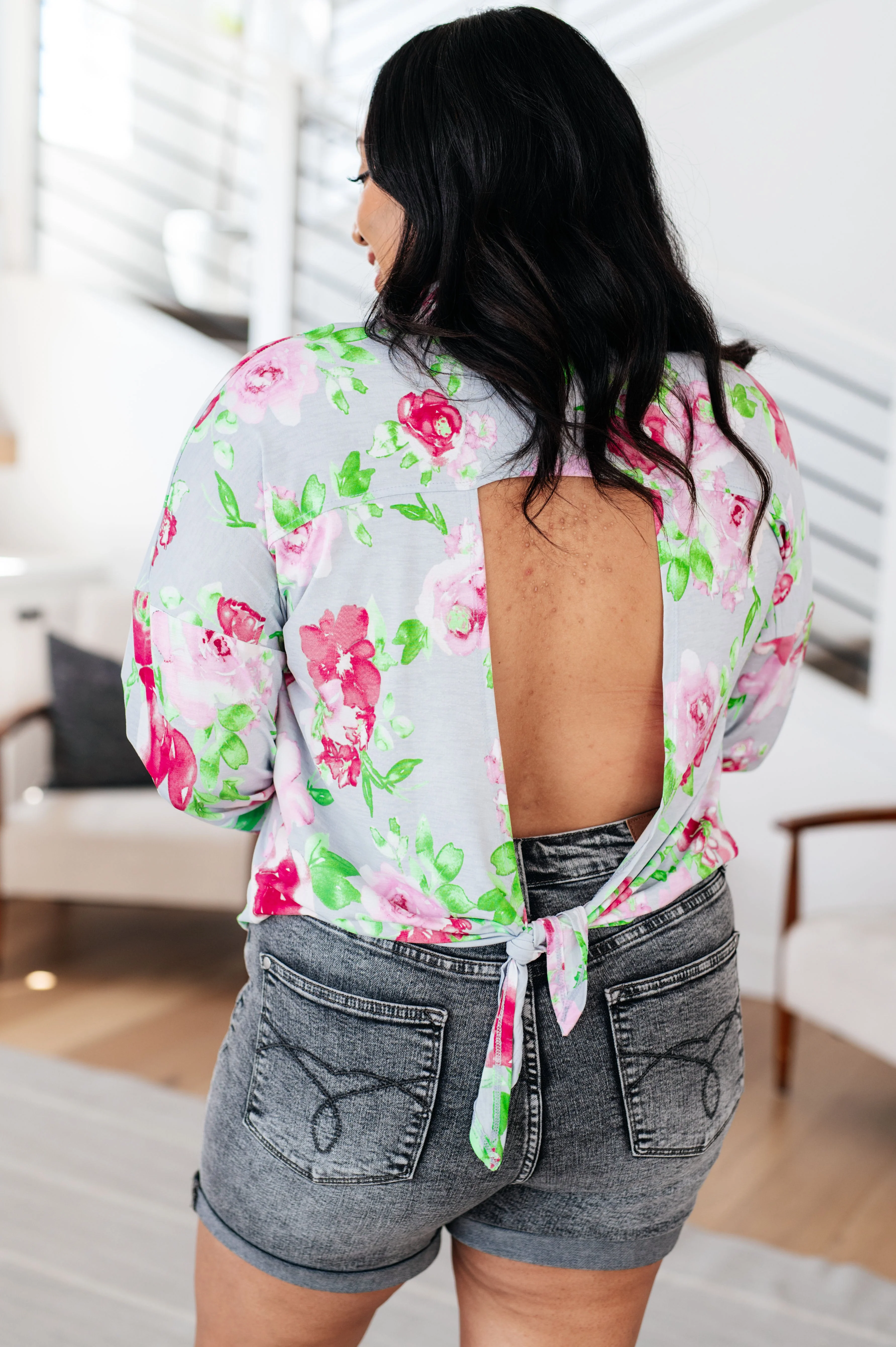 Thinking On It Open Back Floral Top - Image 8