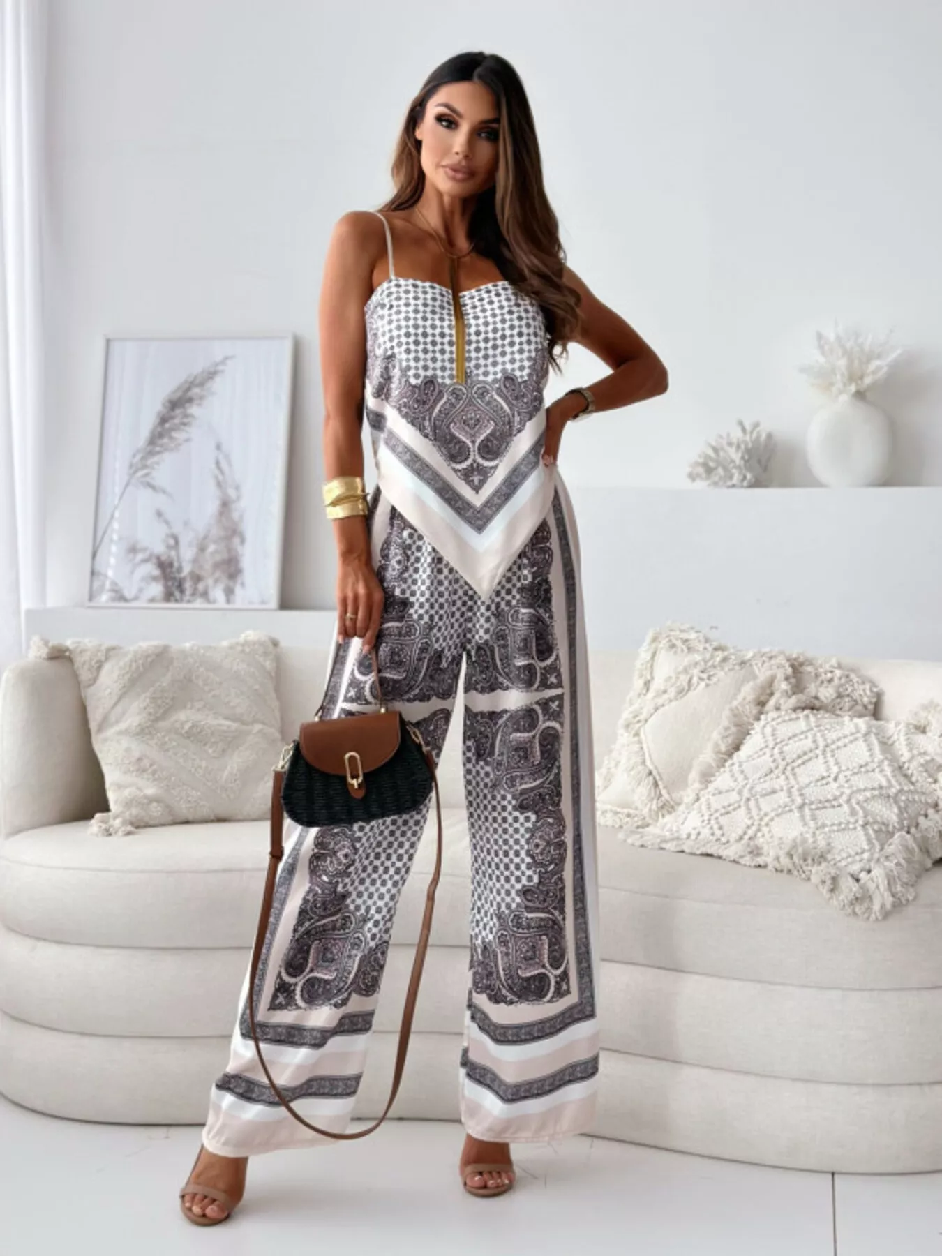 Tie Back Printed Cami and Pants Set - Image 5