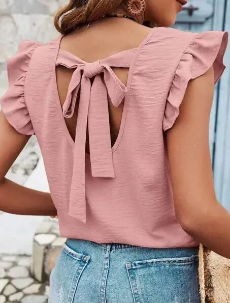 Tie back ruffle blouse - Image 4