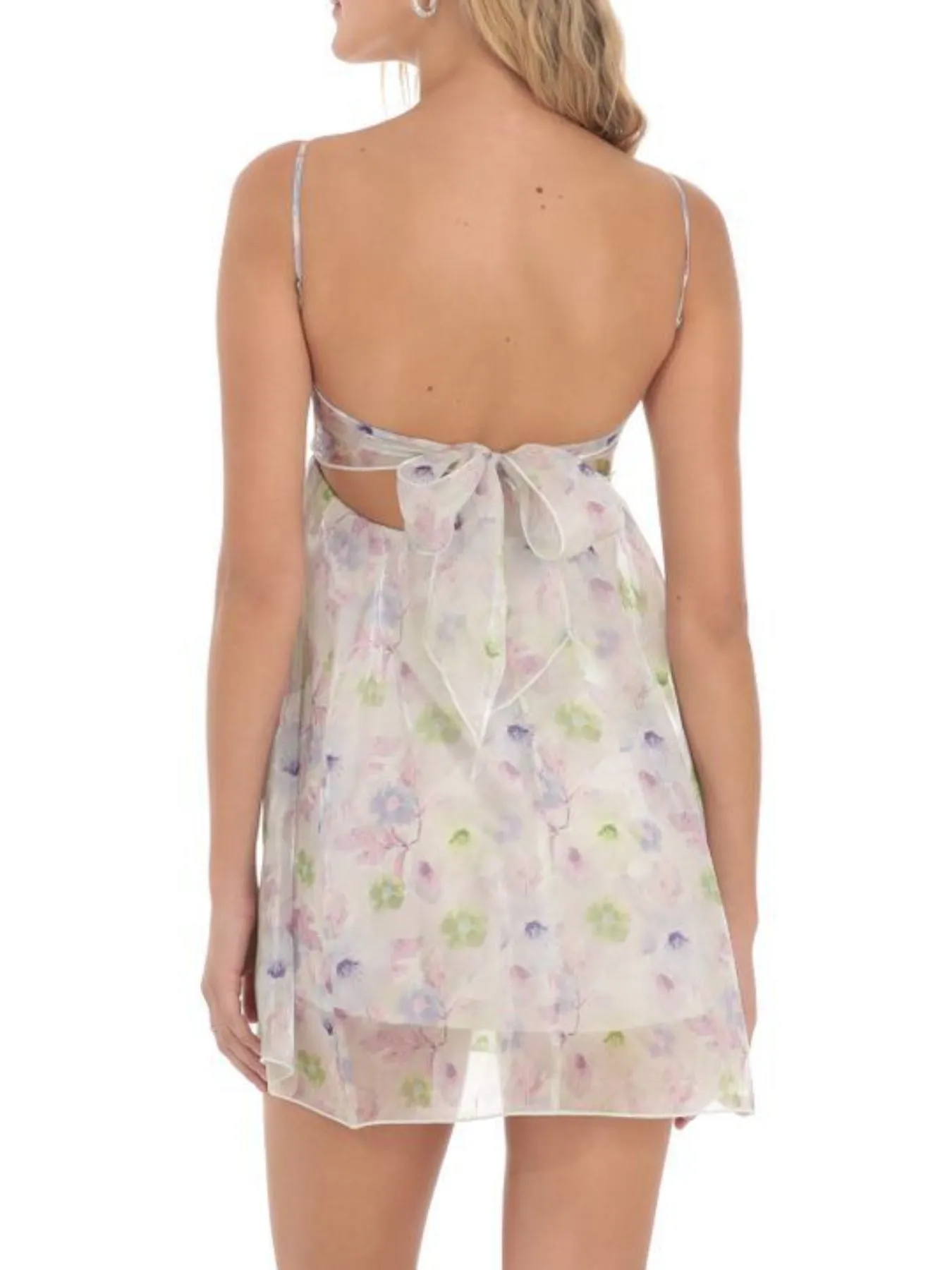 Tie Back Spaghetti Strap Mini Dress - Image 27