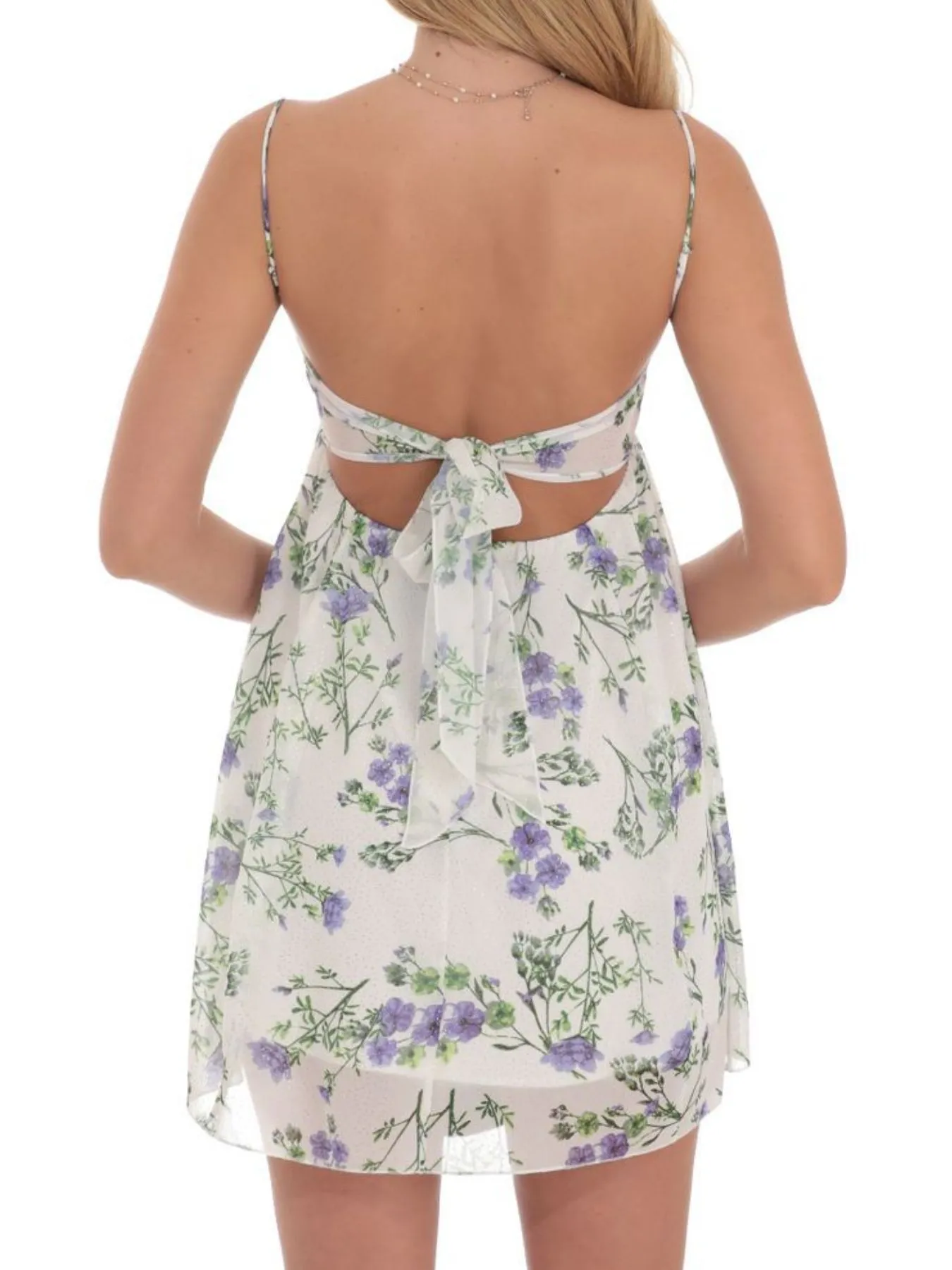 Tie Back Spaghetti Strap Mini Dress - Image 32