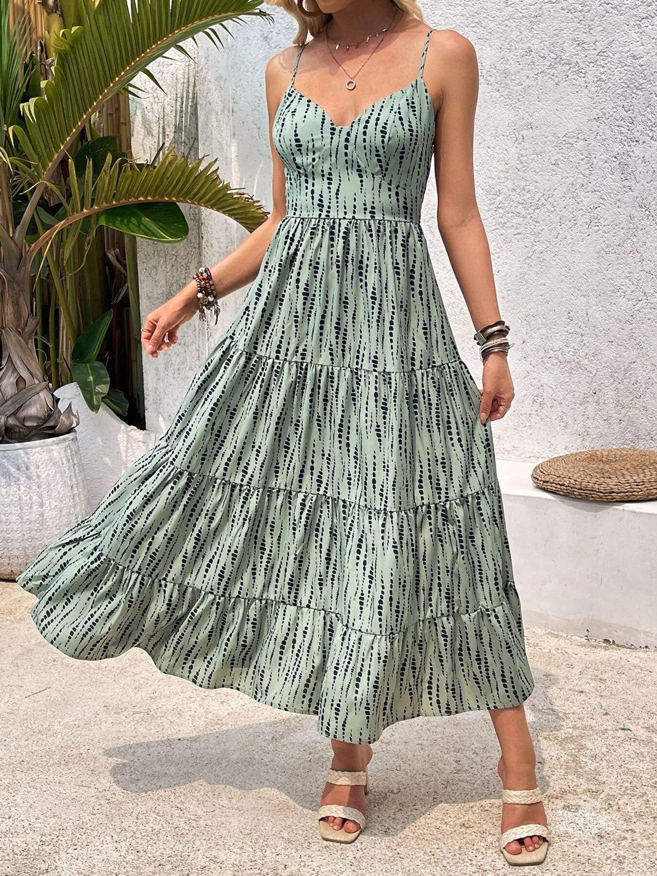 Tie Back Tiered Midi Cami Dress - Image 12