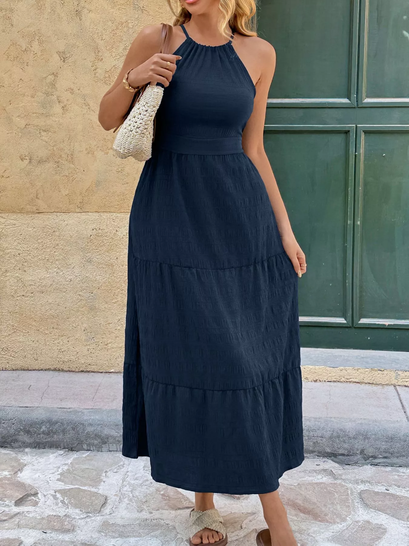 Tie Back Tiered Midi Dress - Image 3