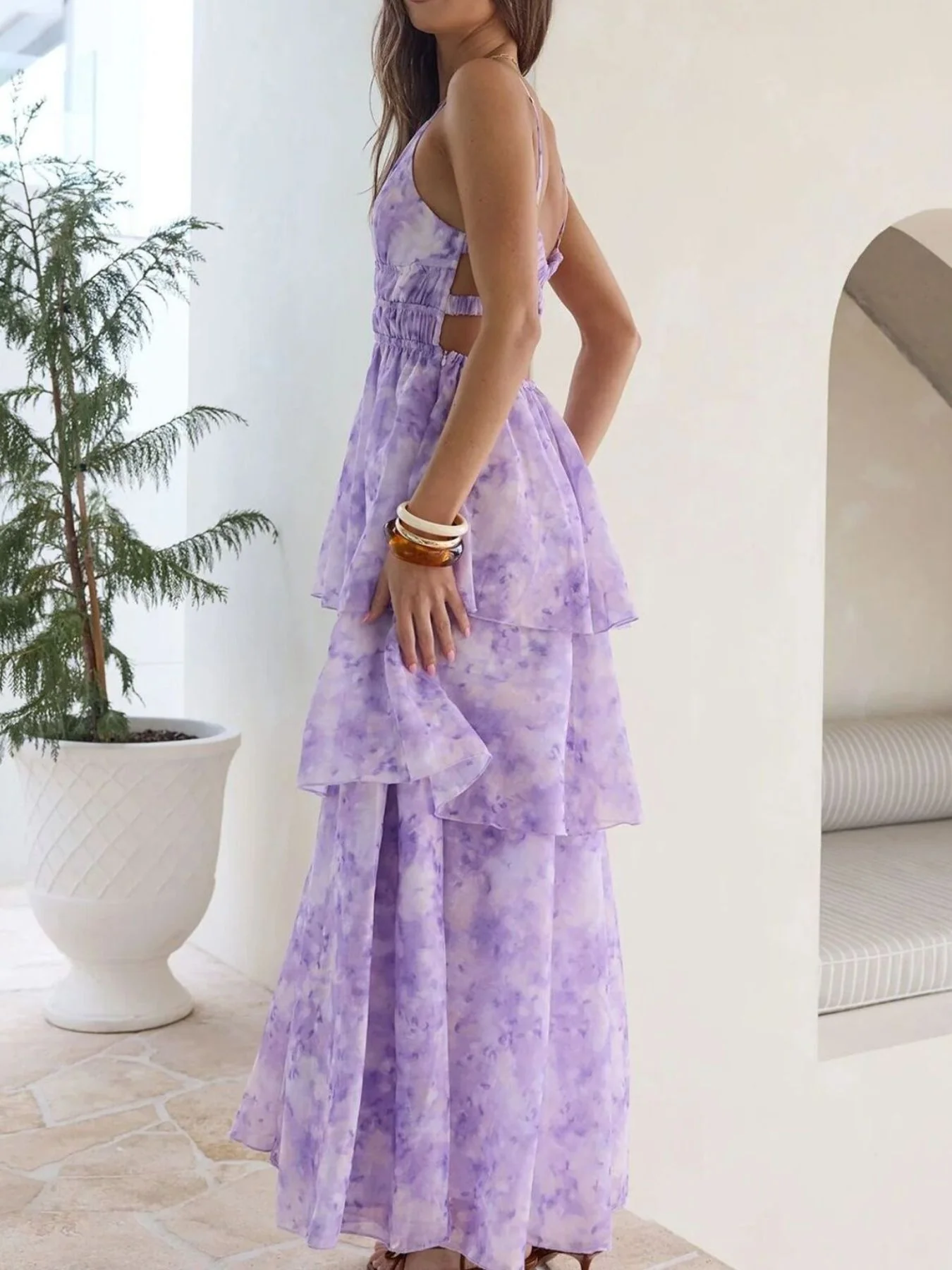 Tie-Dye Ruffled Layered Maxi Dress - Image 8